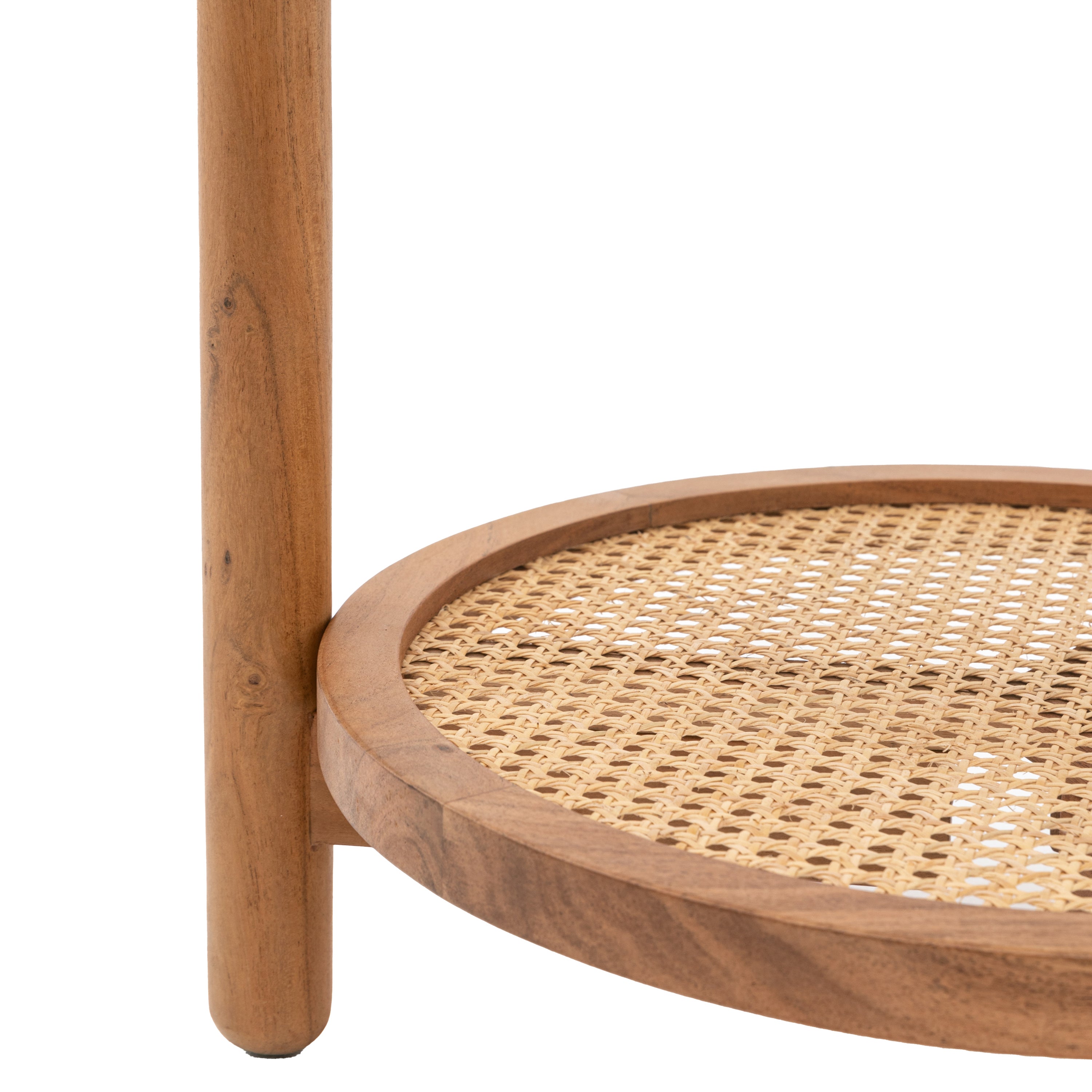 Wilmotte Natural Acacia Wood & Rattan Round Side Table