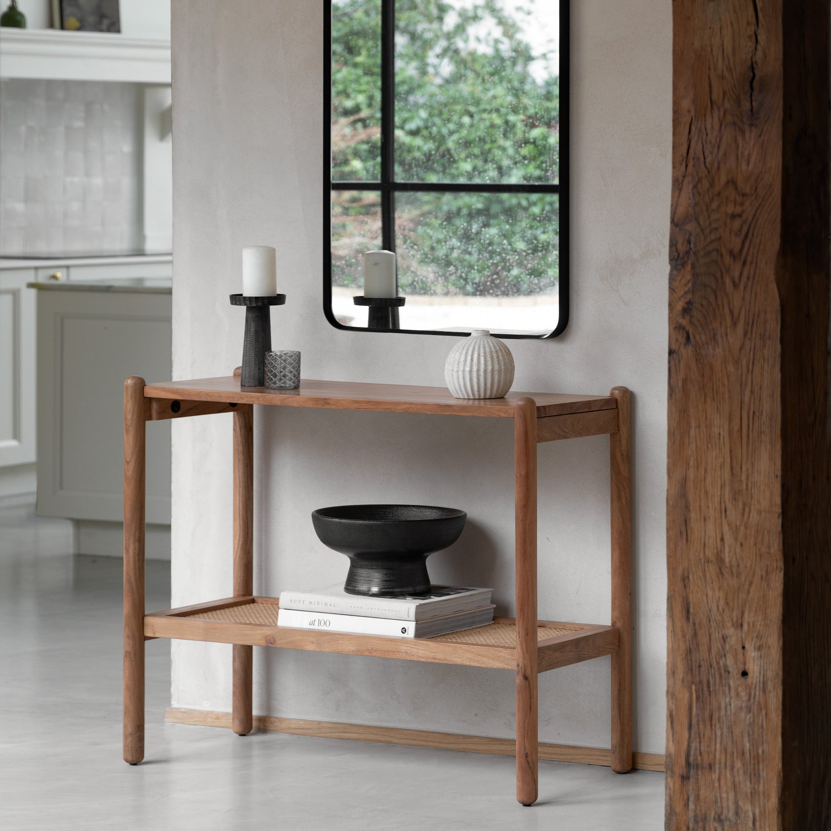 Wilmotte Natural Acacia Wood & Rattan Console Table
