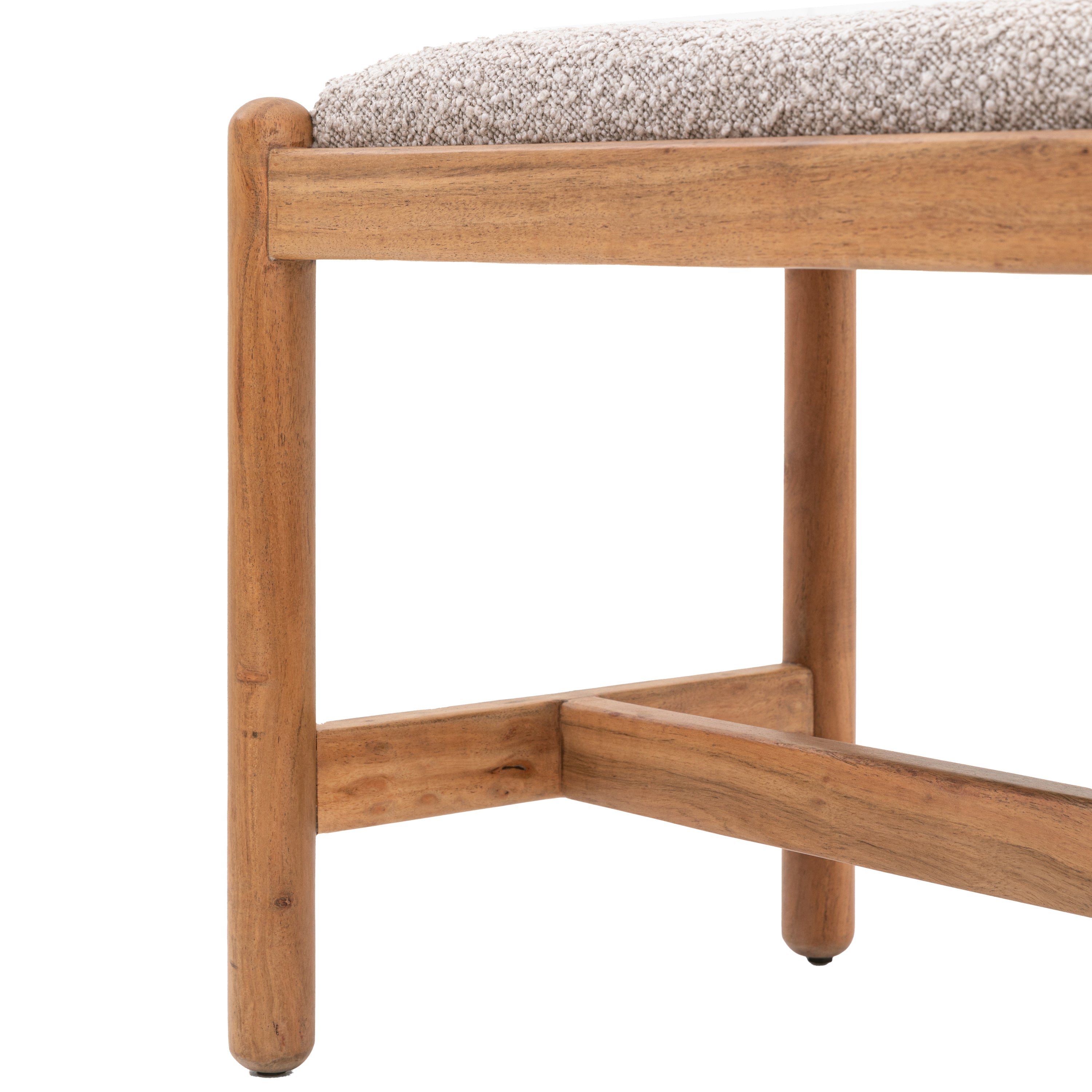 Wilmotte Acacia Wood & White Bouclé Dining Bench