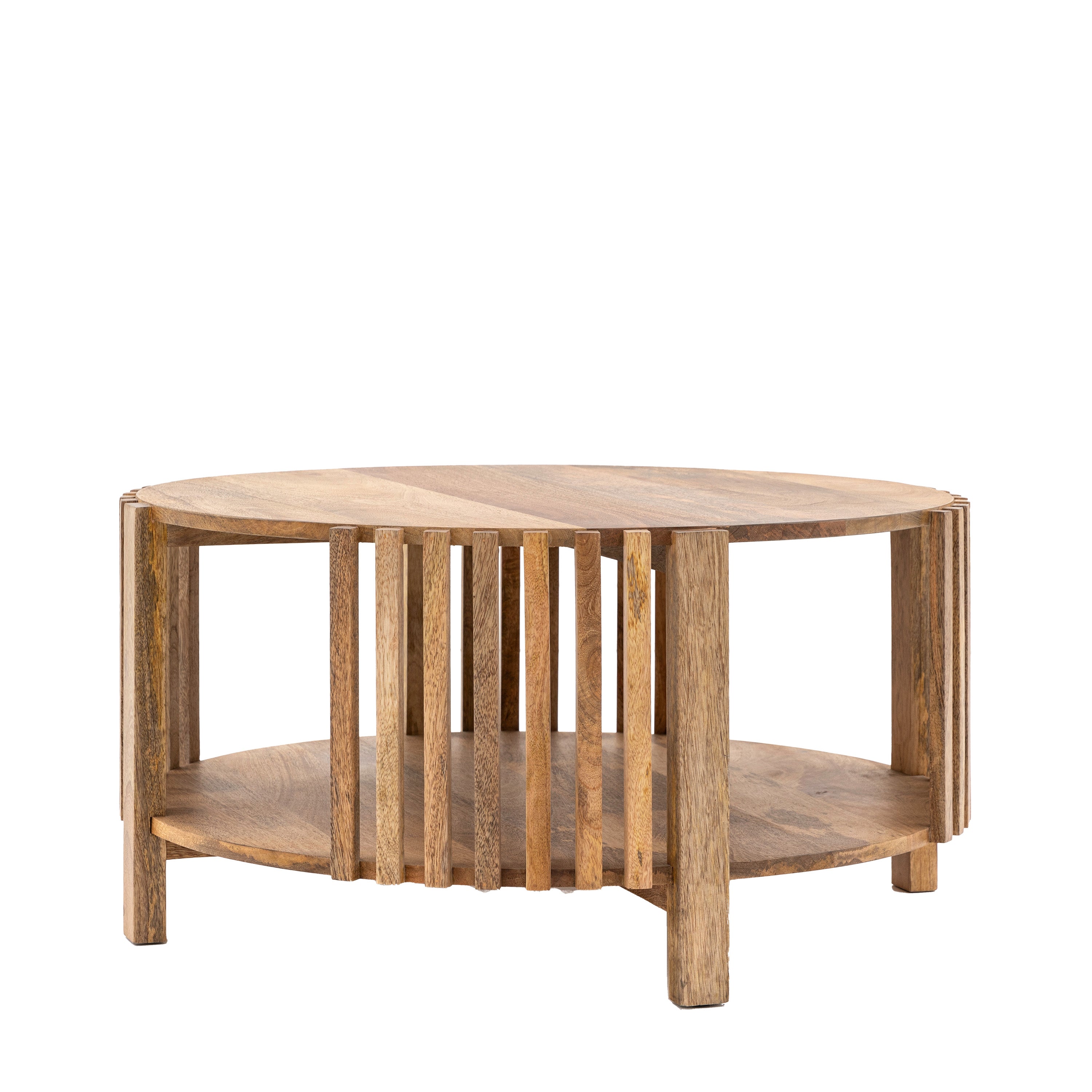 Alvin Slatted Natural Acacia Wood Round Coffee Table