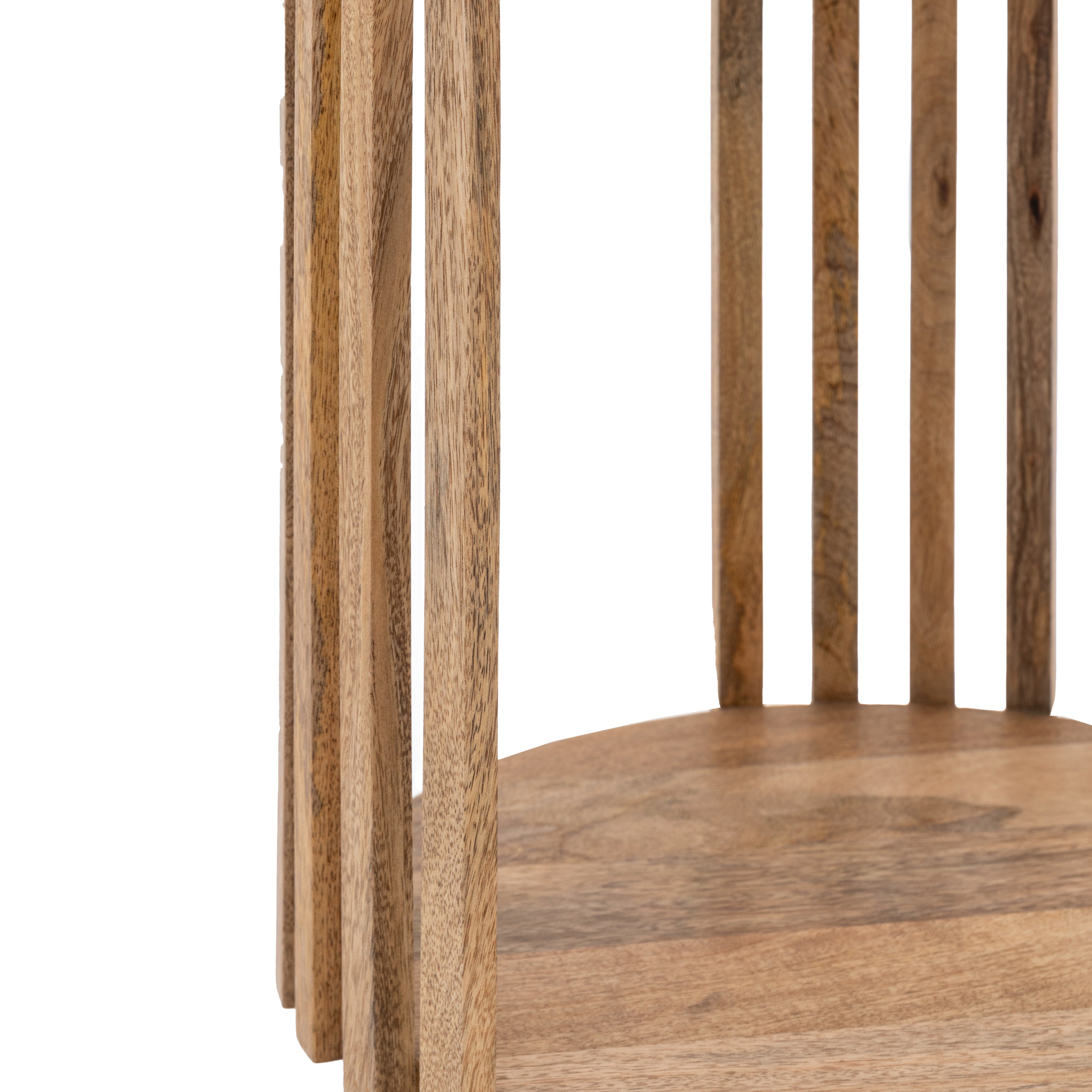 Alvin Slatted Natural Mango Wood Round Side Table