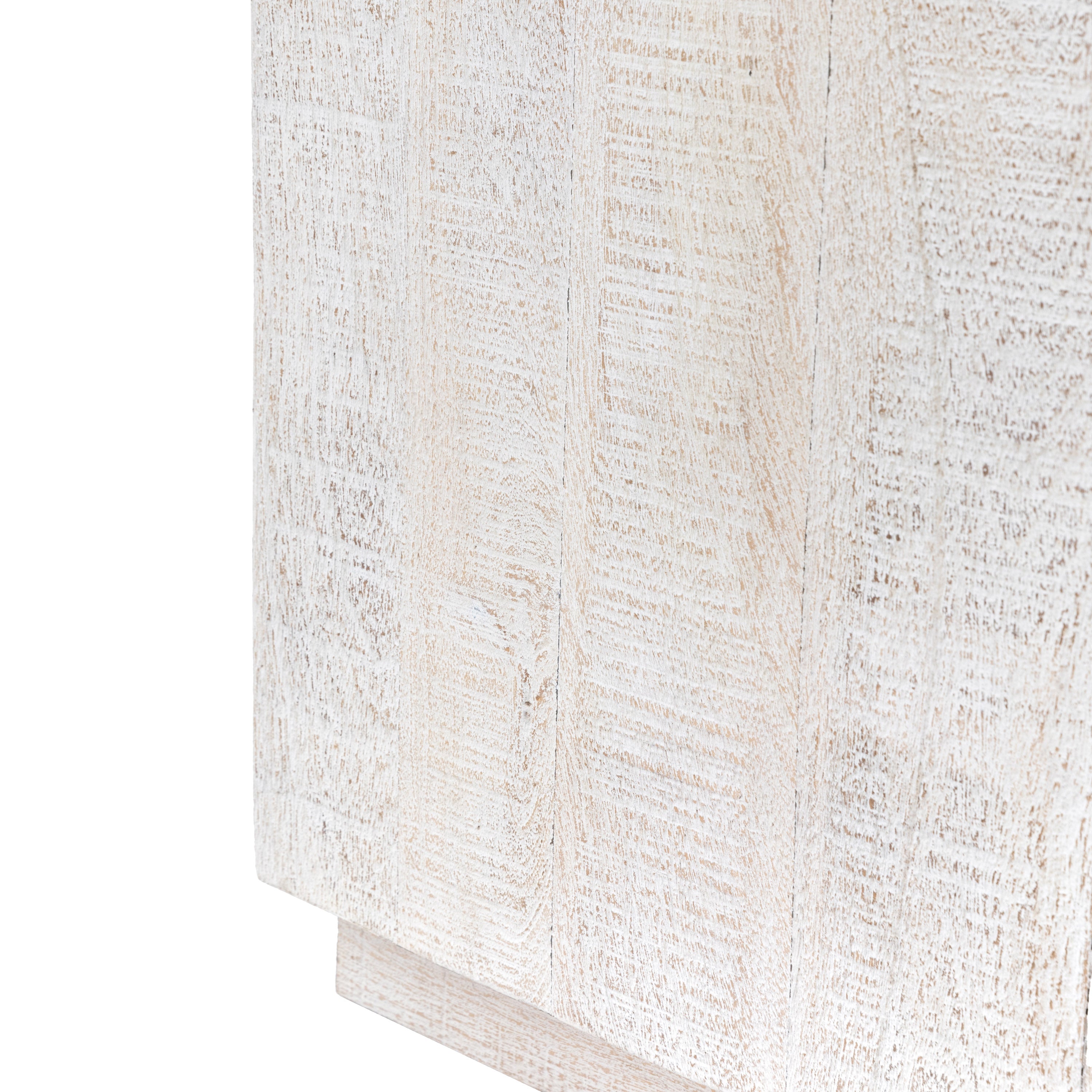 Eldora Whitewash Mango Wood Square Side Table