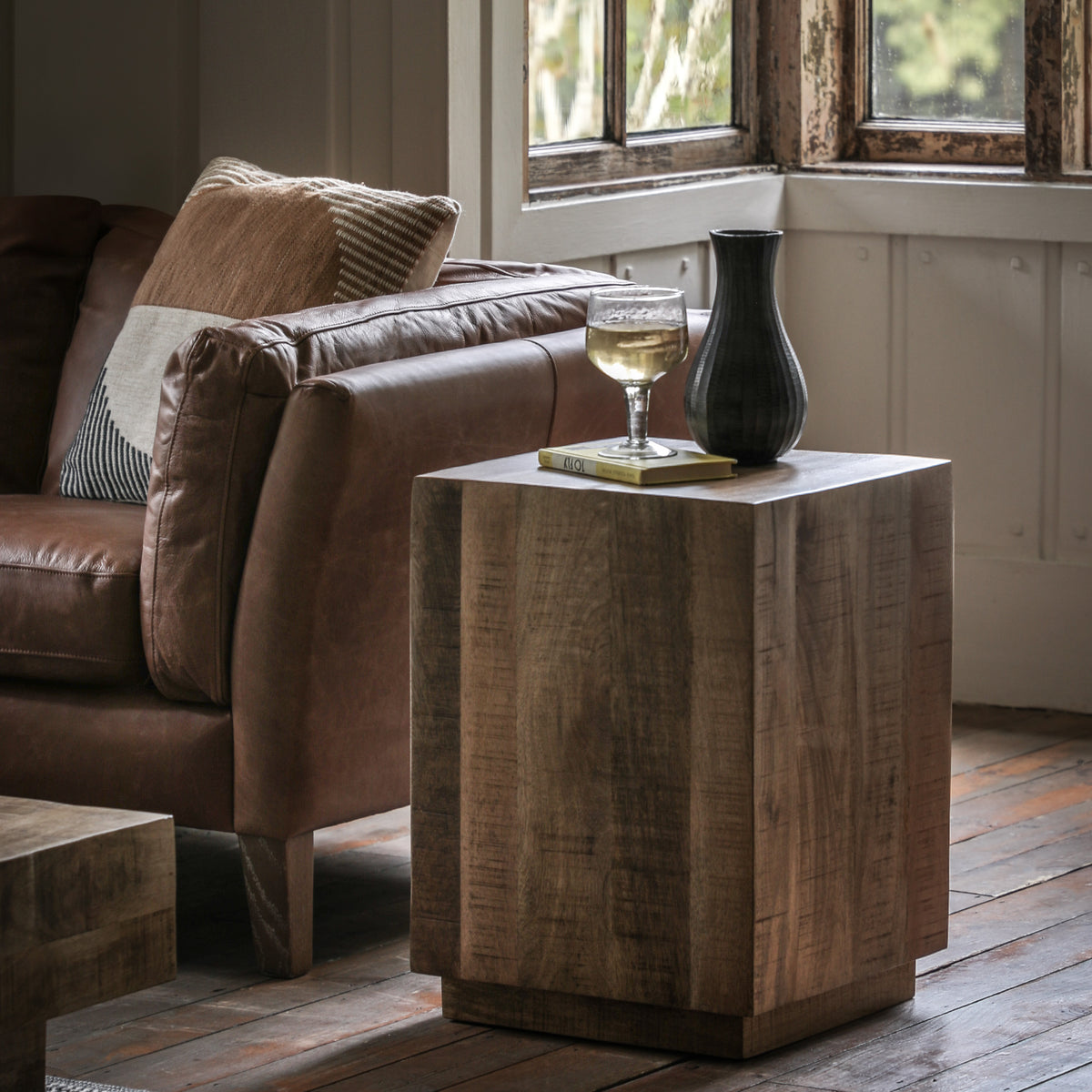 Eldora Natural Mango Wood Square Side Table