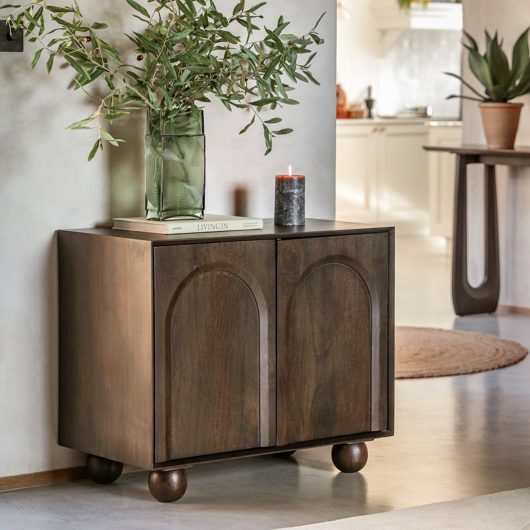 Hank Carved Brown Mango Wood Sideboard