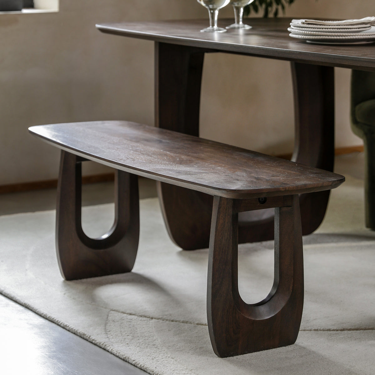 Hank Brown Carver Mango Wood Dining Bench