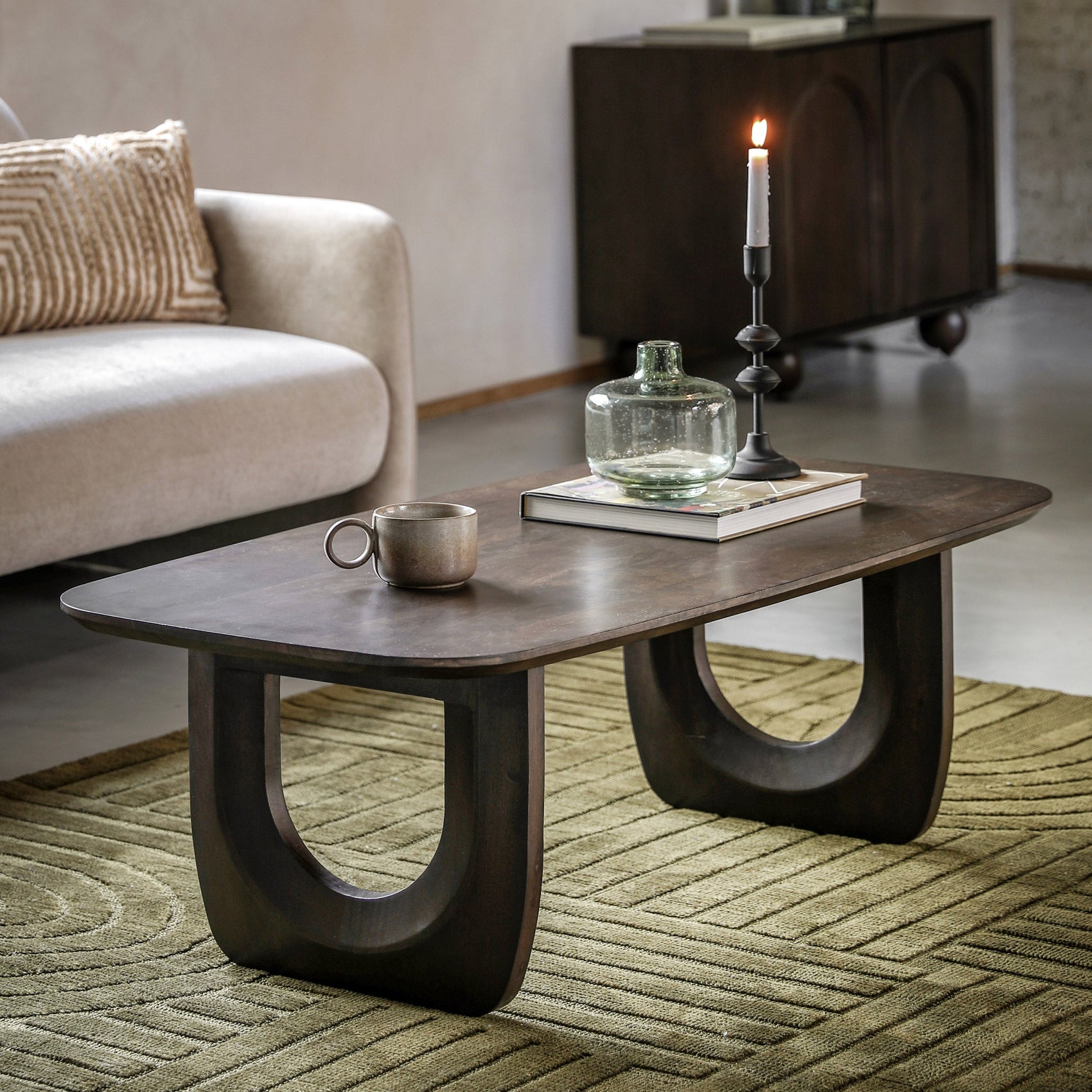 Hank Brown Mango Wood Carved Coffee Table