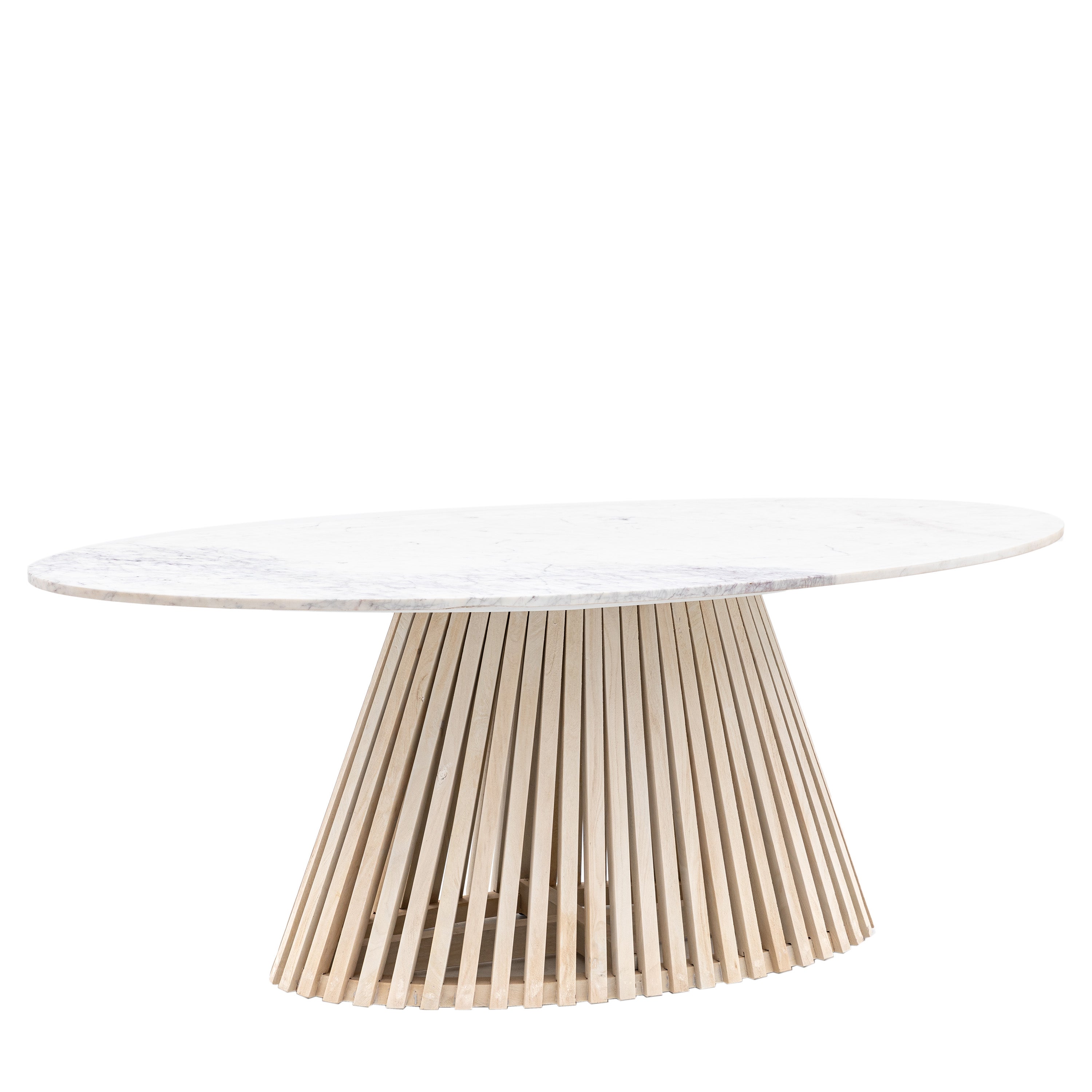 Ardeo Mango Wood & White Marble Oval Dining Table | 6 Seater