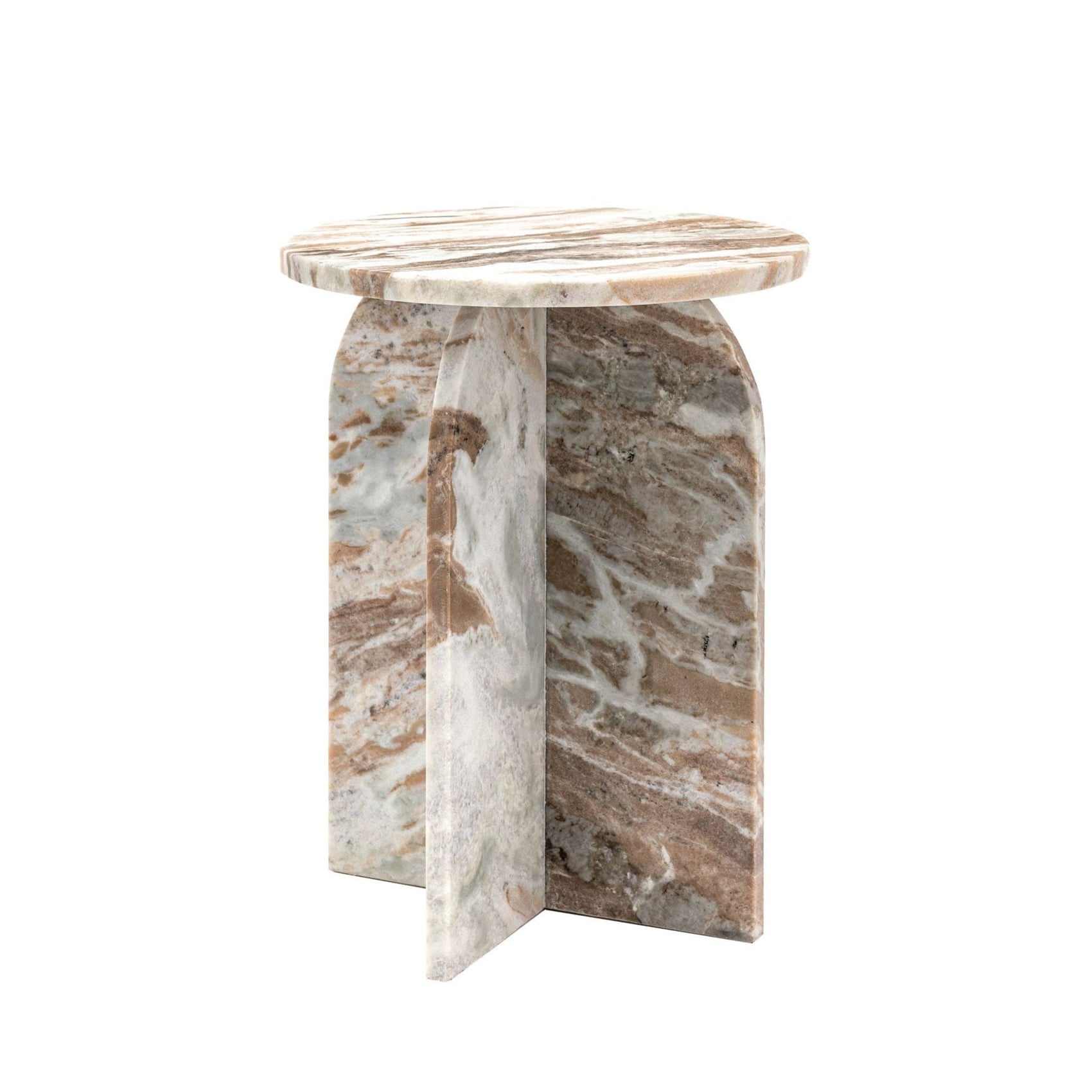 Dario Natural Beige/Brown Marble Round Side Table