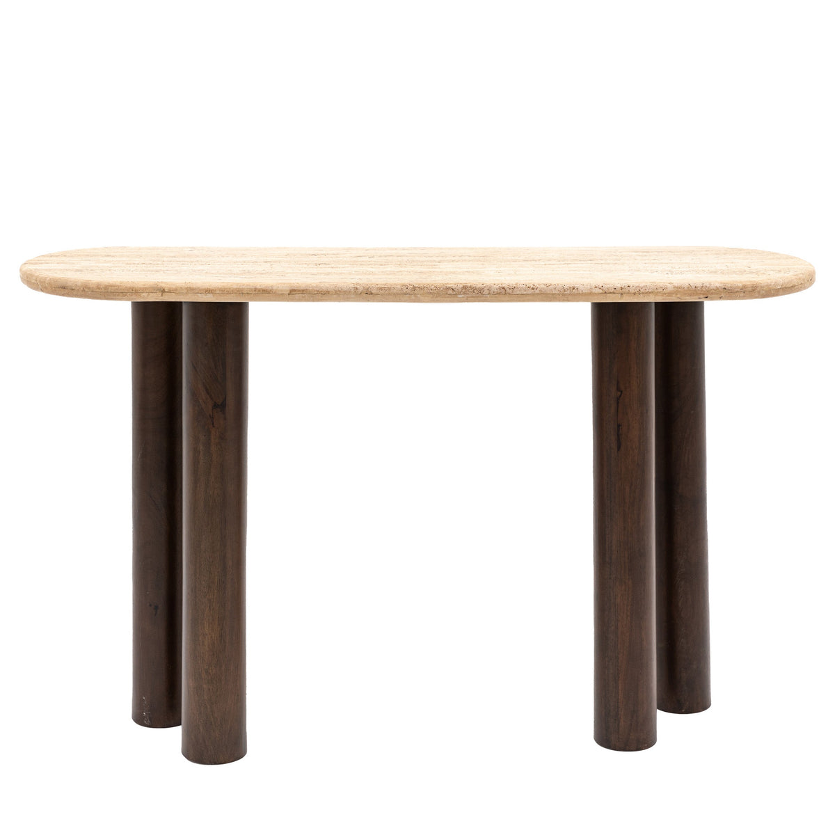 Marmo Dark Brown Mango Wood & Travertine Console Table