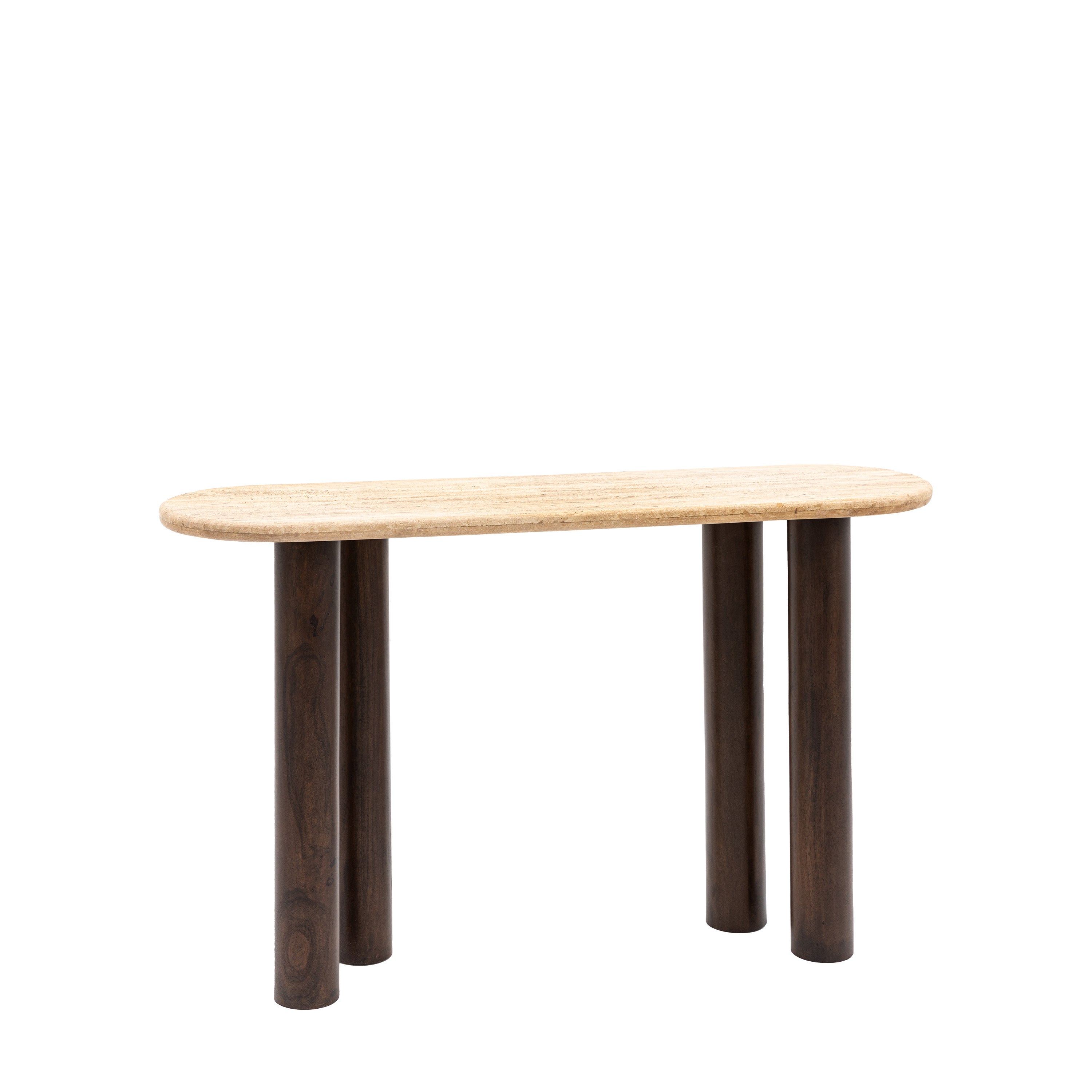 Marmo Dark Brown Mango Wood & Travertine Console Table