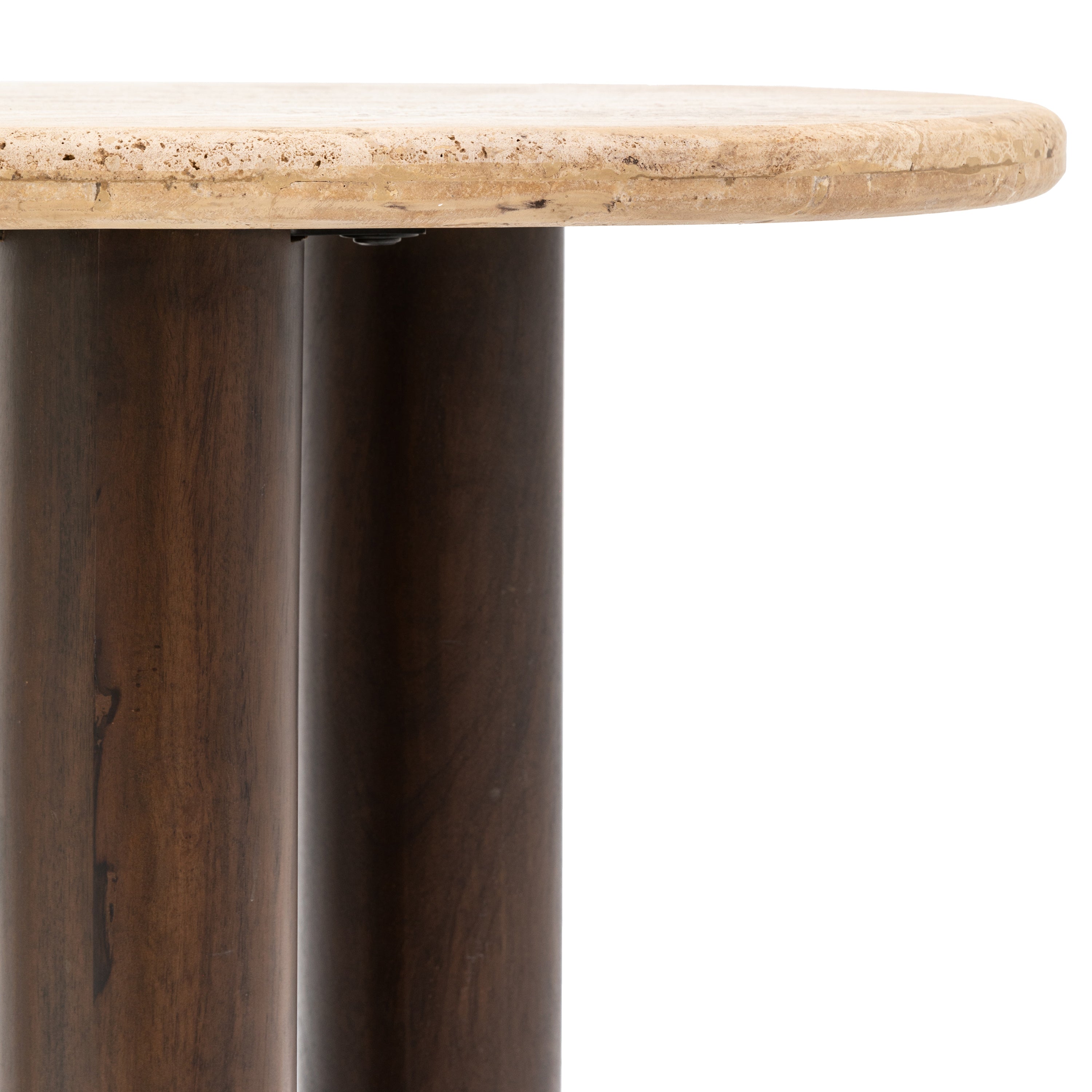 Marmo Dark Brown Mango Wood & Travertine Console Table