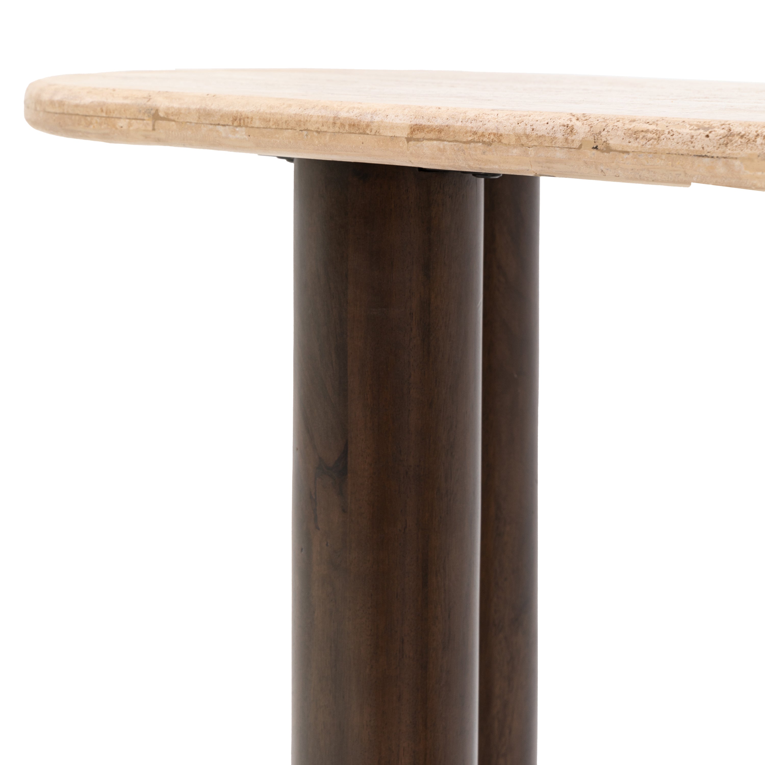 Marmo Dark Brown Mango Wood & Travertine Console Table