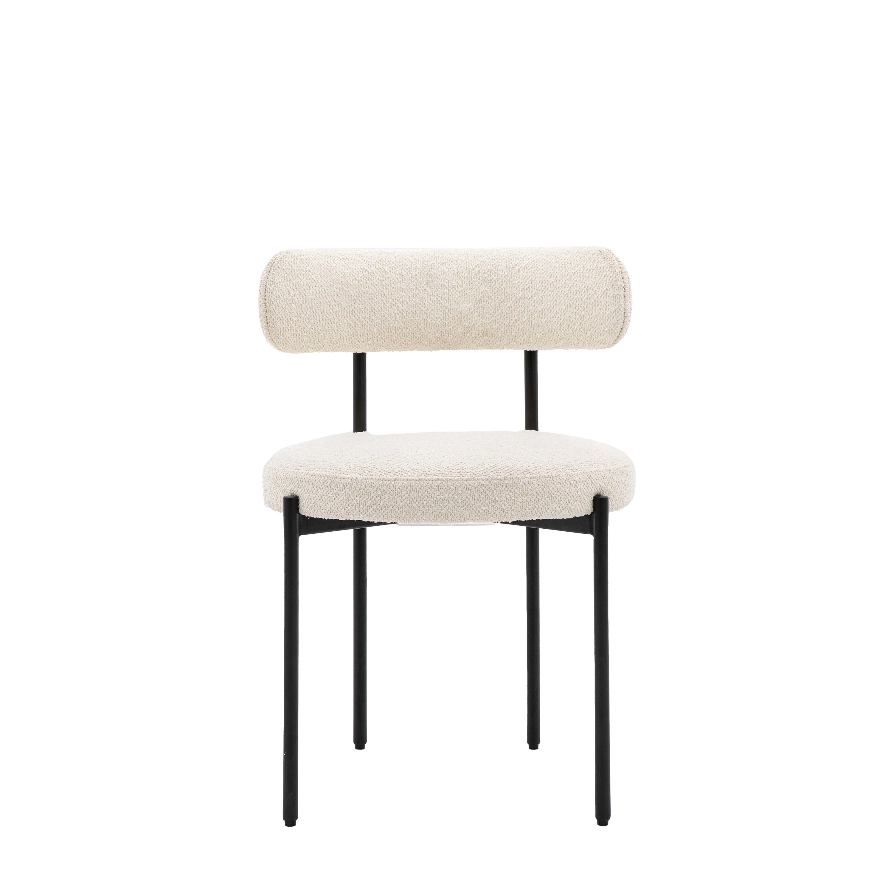 Set of 2 Ortona Vanilla White Bouclé Curved Dining Chair