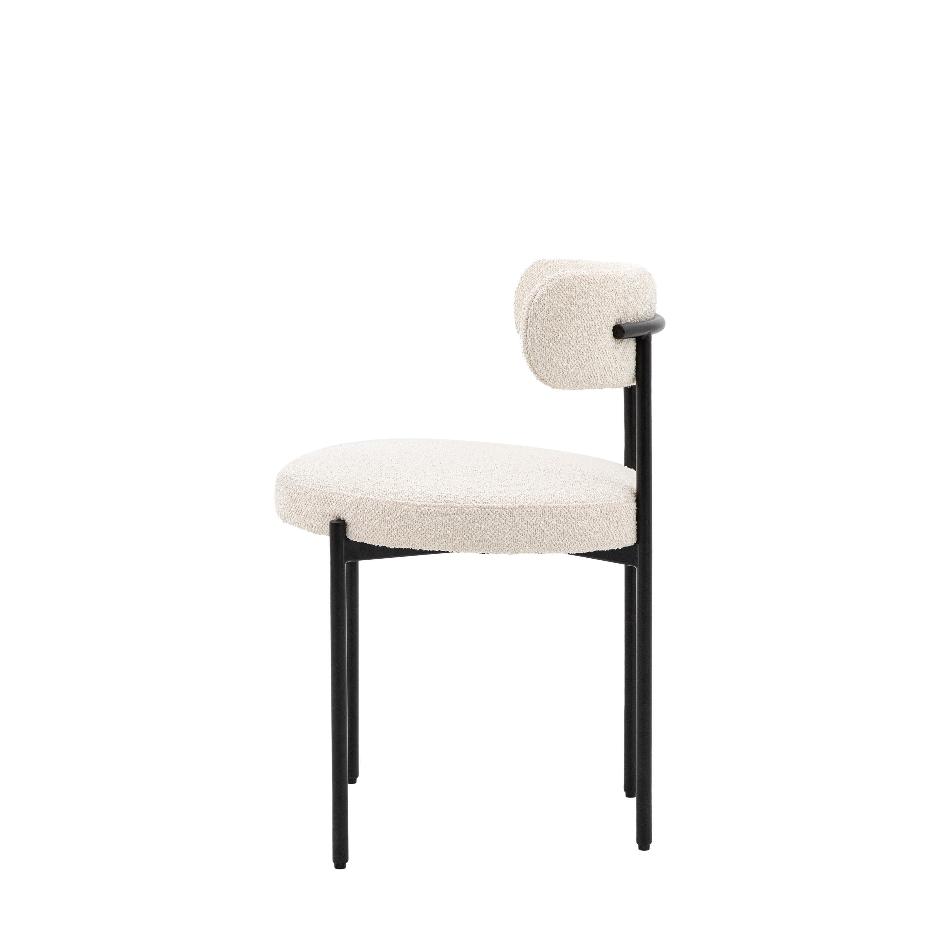 Set of 2 Ortona Vanilla White Bouclé Curved Dining Chair