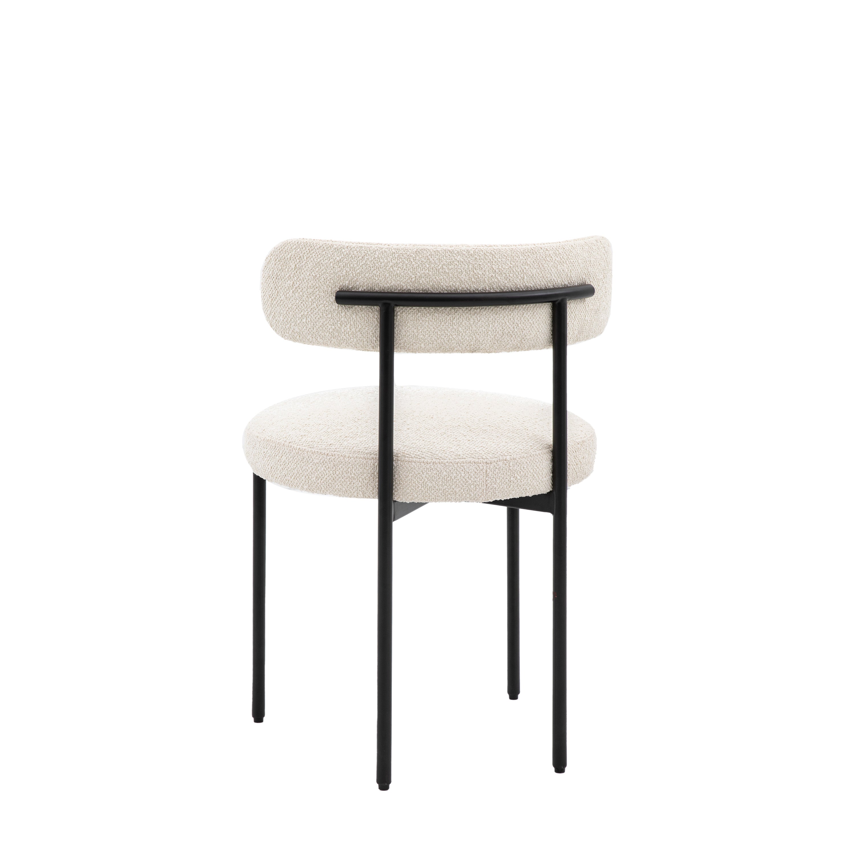 Set of 2 Ortona Vanilla White Bouclé Curved Dining Chair