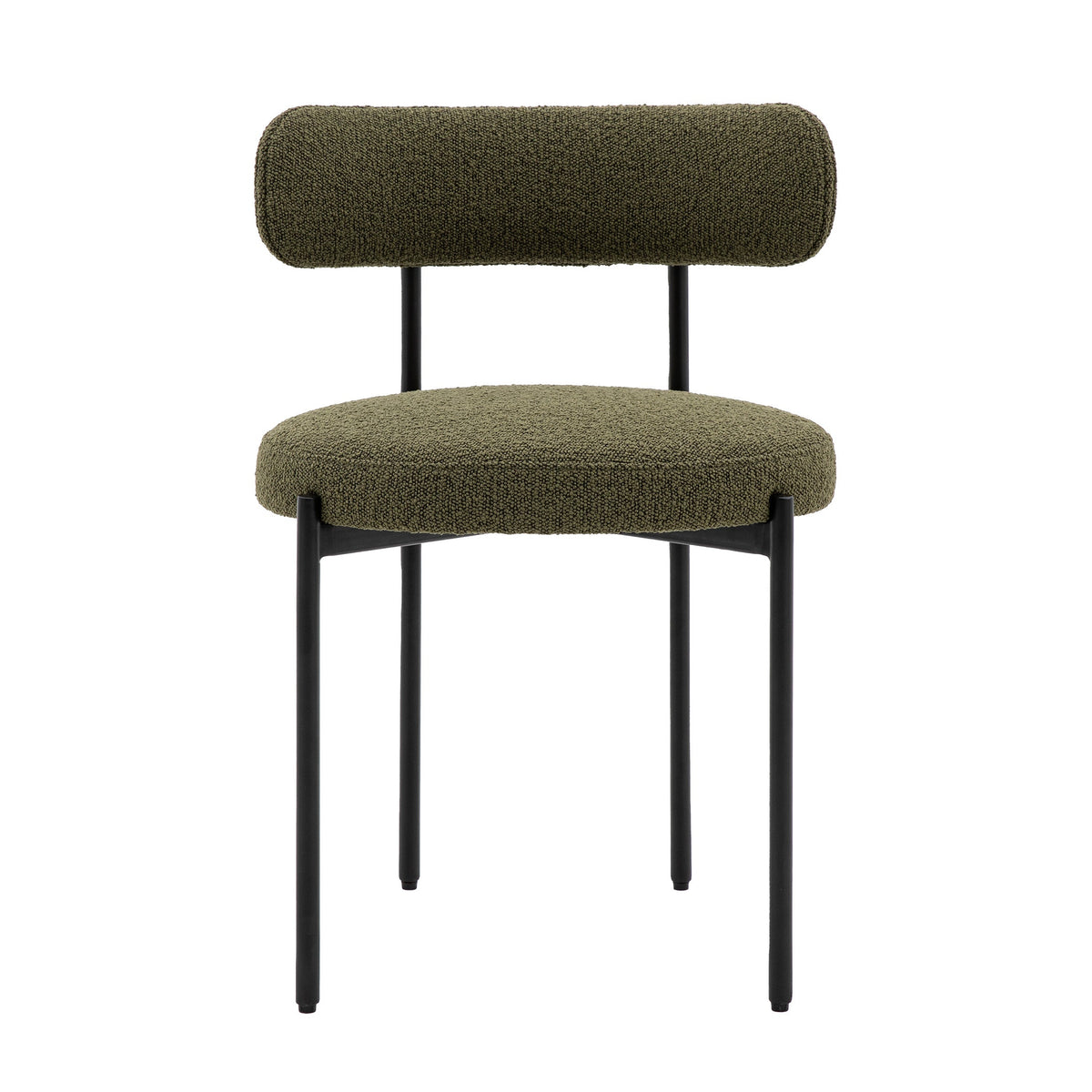 Set of 2 Ortona Green Bouclé Curved Dining Chair