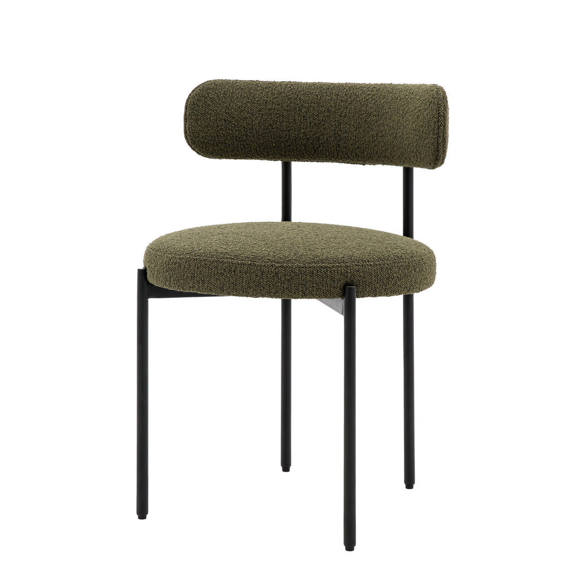 Set of 2 Ortona Green Bouclé Curved Dining Chair
