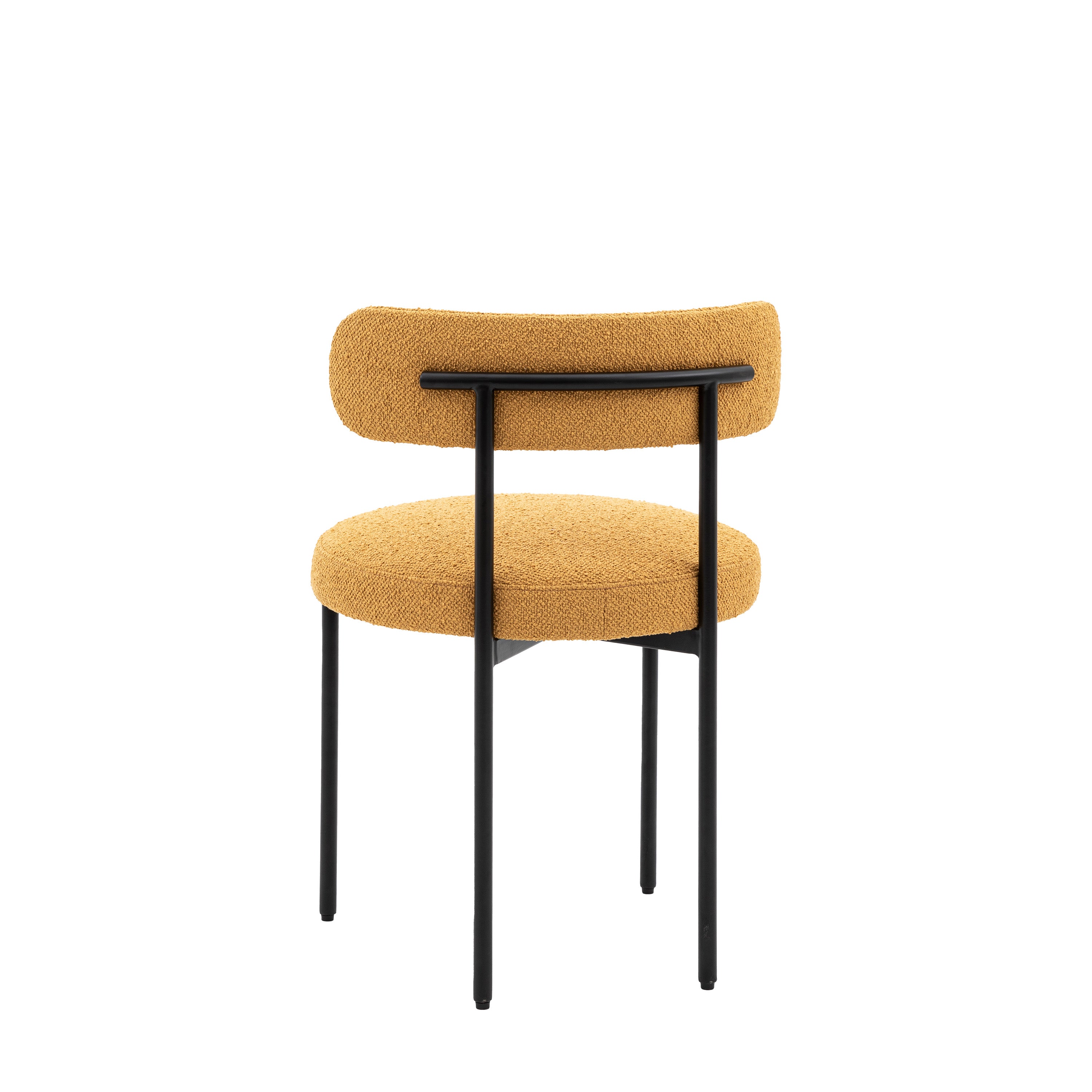 Set of 2 Ortona Ochre Yellow Bouclé Curved Dining Chair