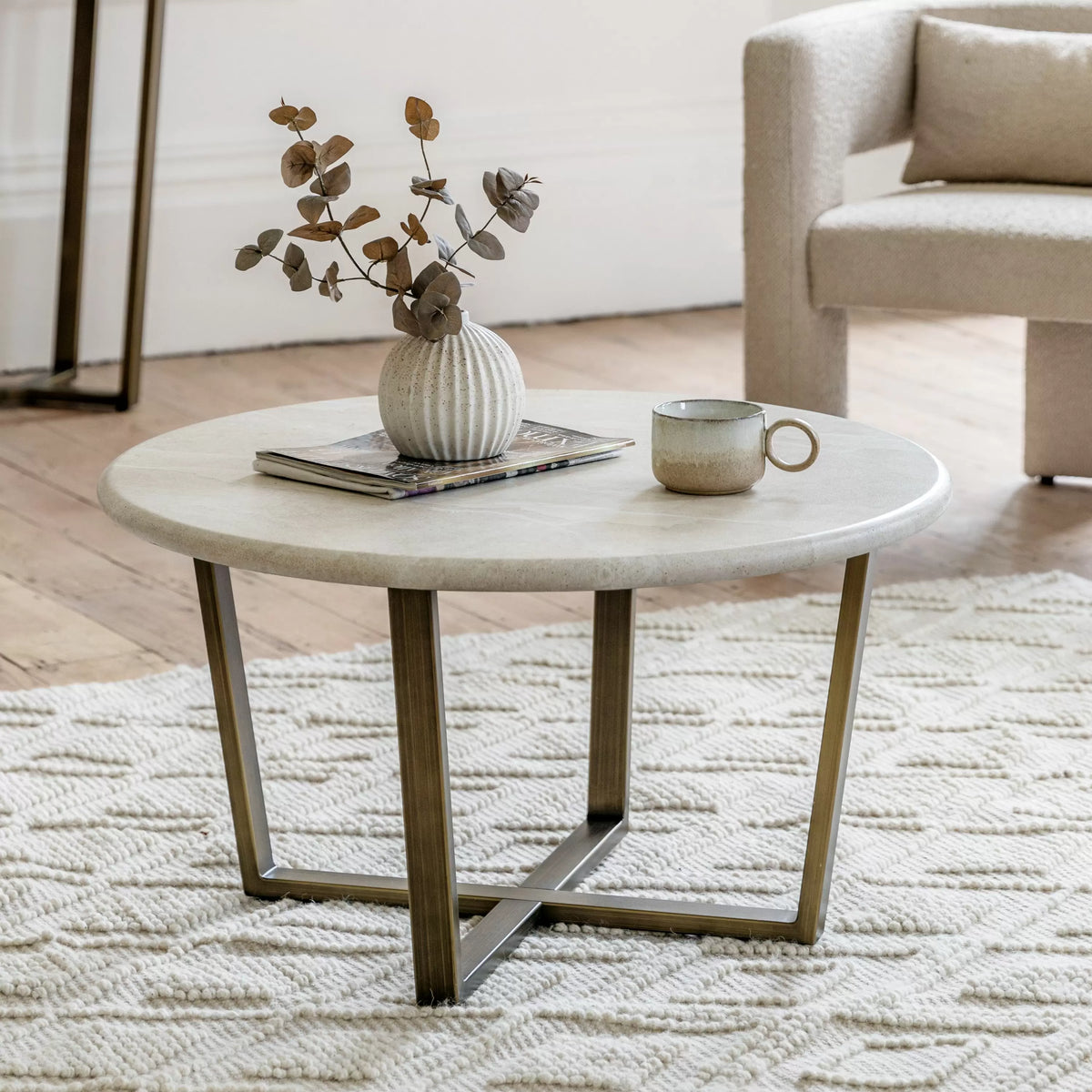 Annecy Bronze & White Concrete Round Coffee Table