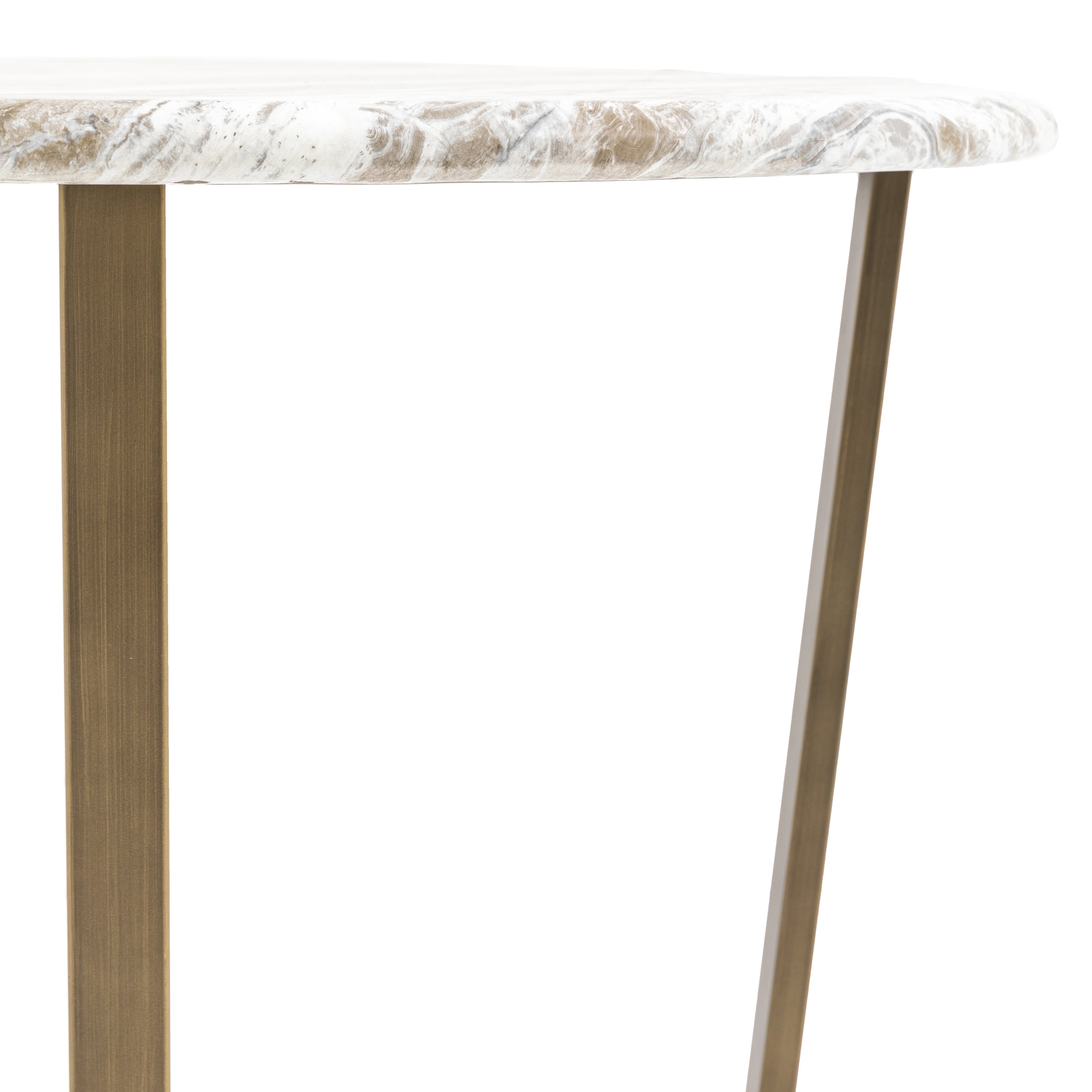 Bilbao Gold & White/Green Marble Effect Round Dining Table | 2 Seater