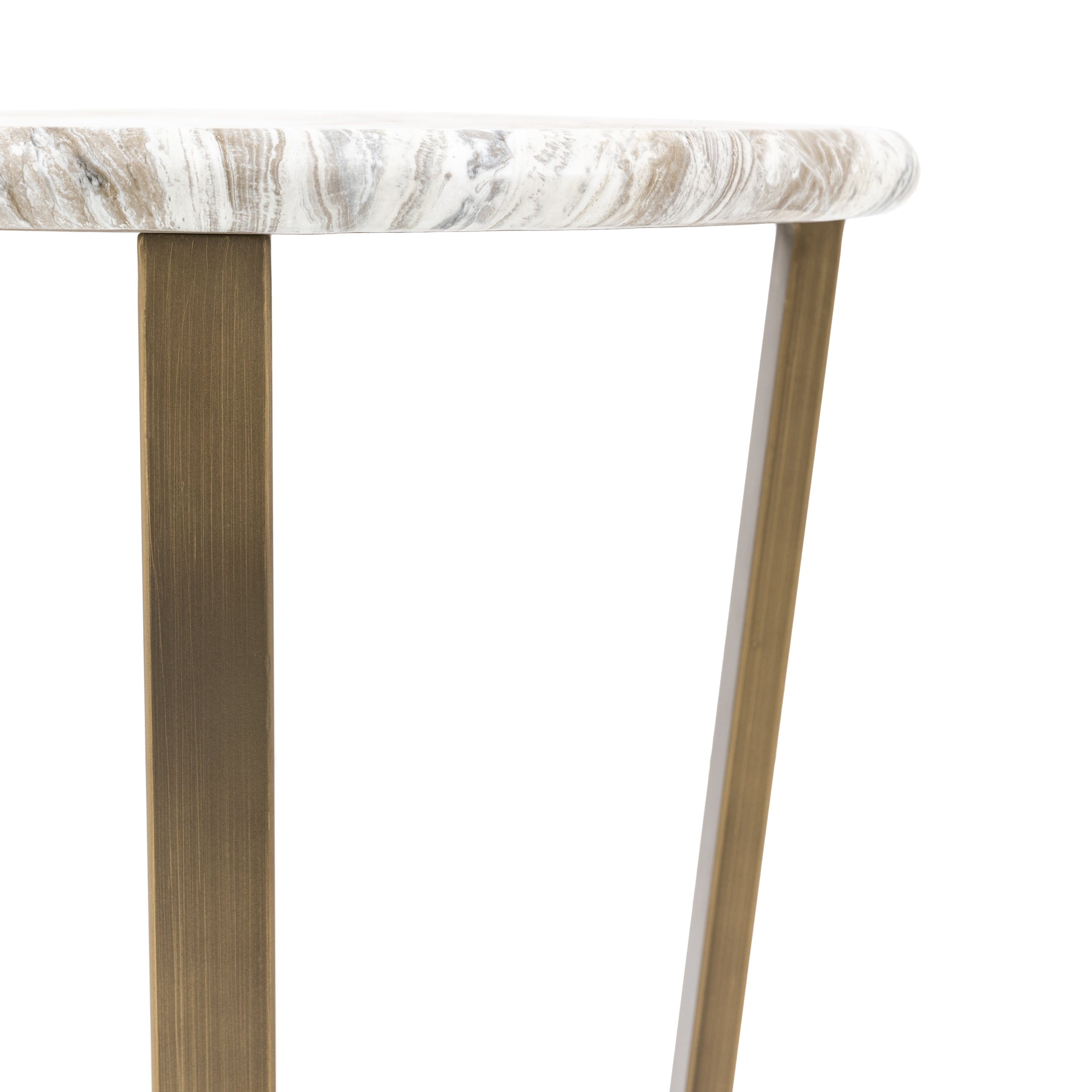 Bilbao Gold & White/Green Marble Effect Side Table