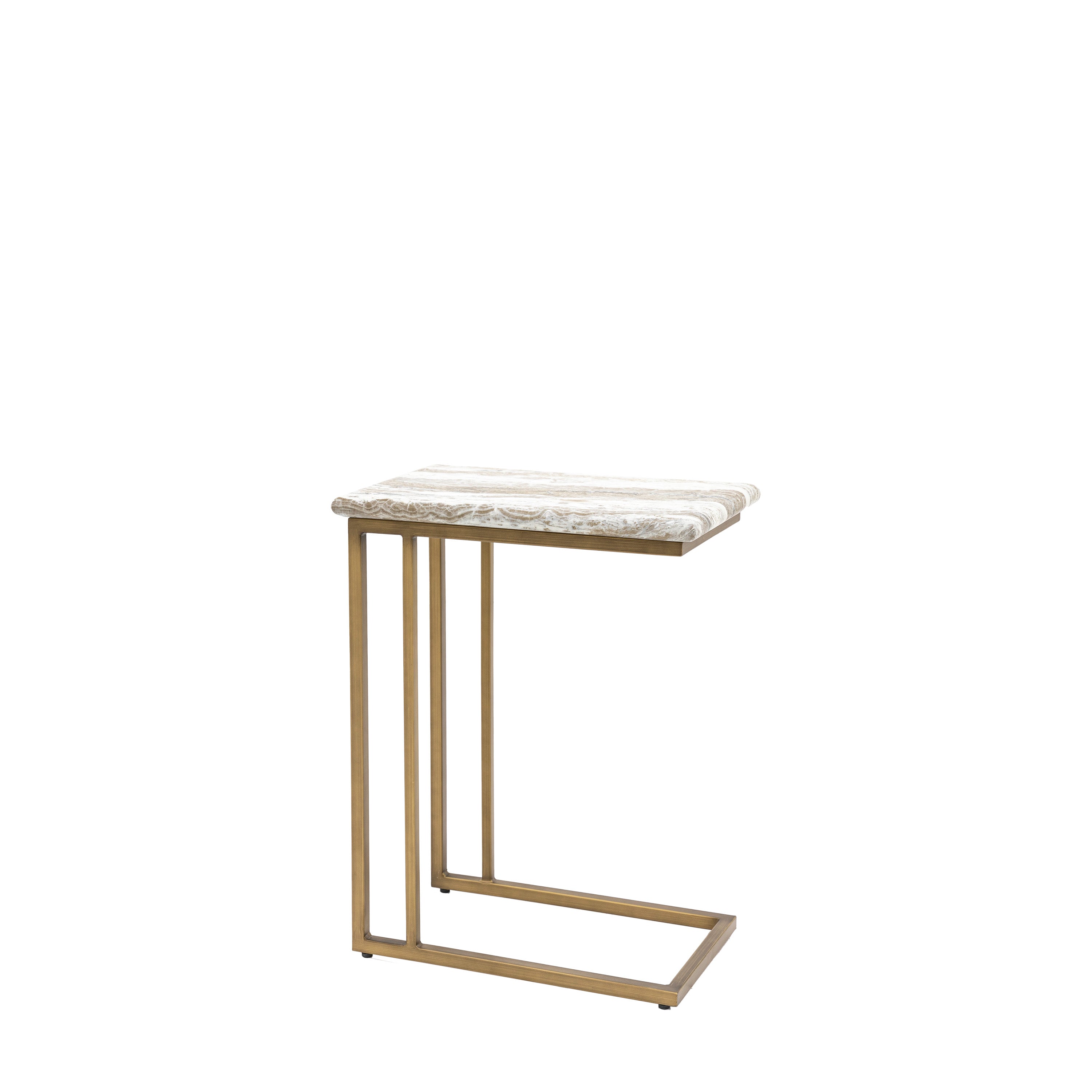 Bilbao Gold & White/Green Marble Effect Supper Side Table