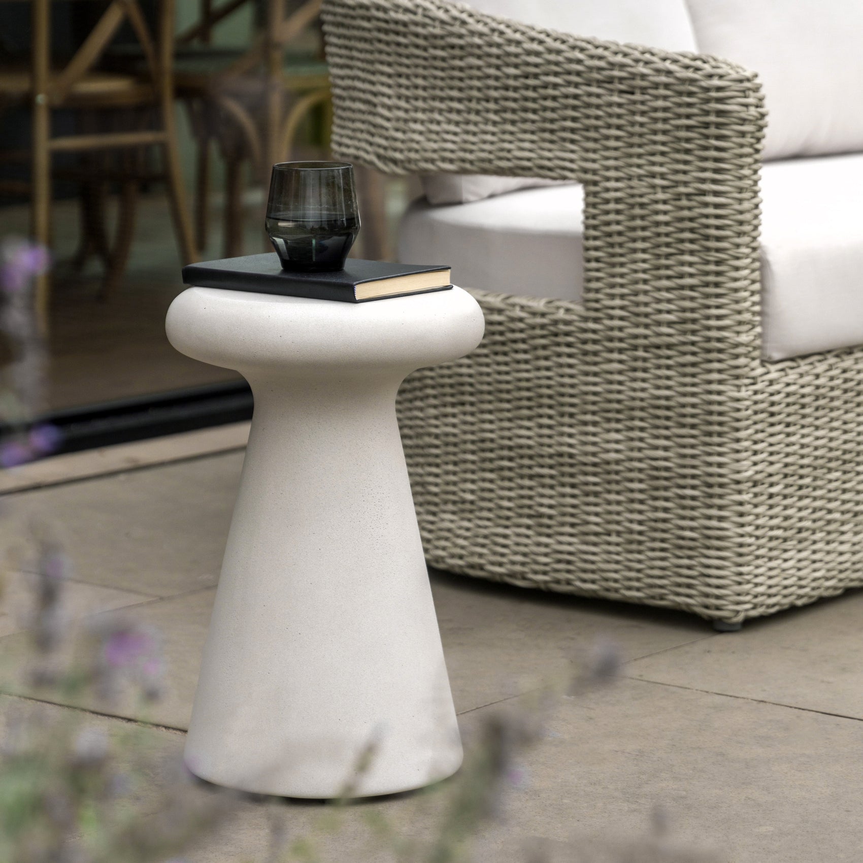 Marmo White Concrete Round Side Table