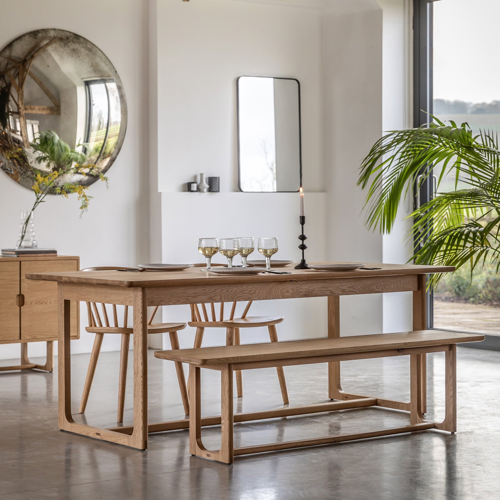 Novu Natural Oak Wood Extending Dining Table | 6-8 Seater