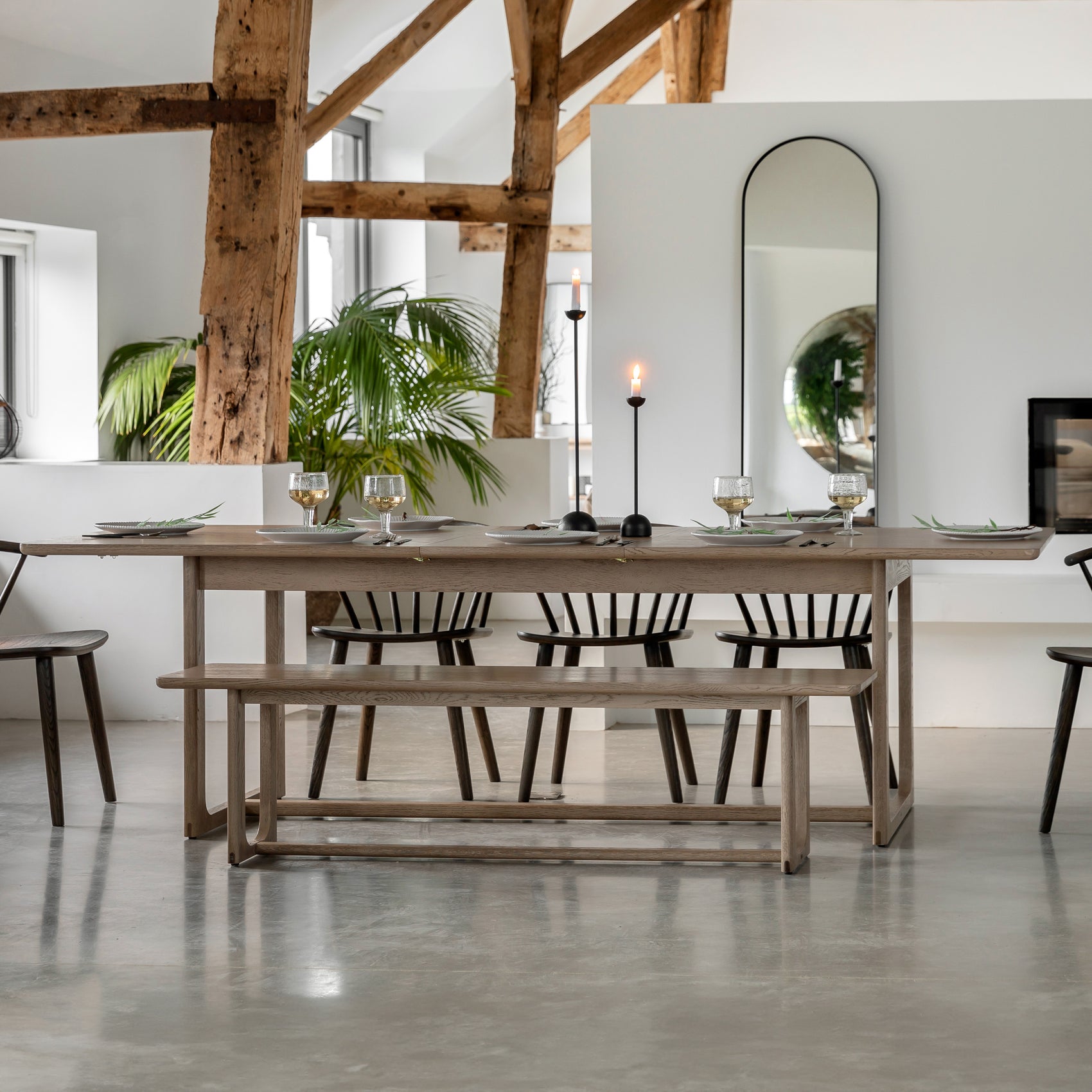 Novu Smoked Oak Wood Extending Dining Table | 6-8 Seater