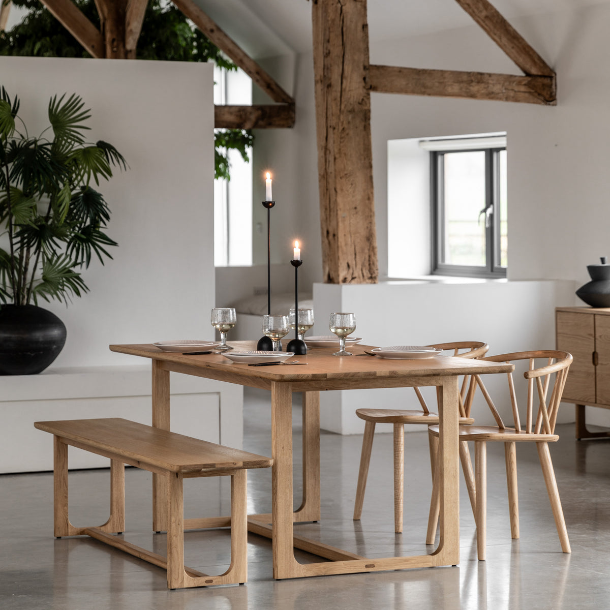 Novu Natural Oak Wood Dining Table | 6 Seater