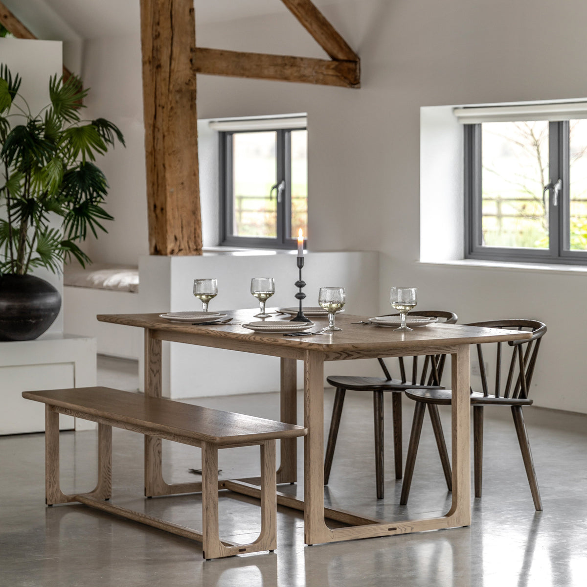 Novu Smoked Oak Wood Dining Table | 6 Seater