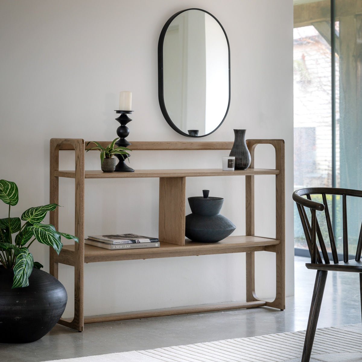 Novu Smoked Oak Wood Open Display Wide