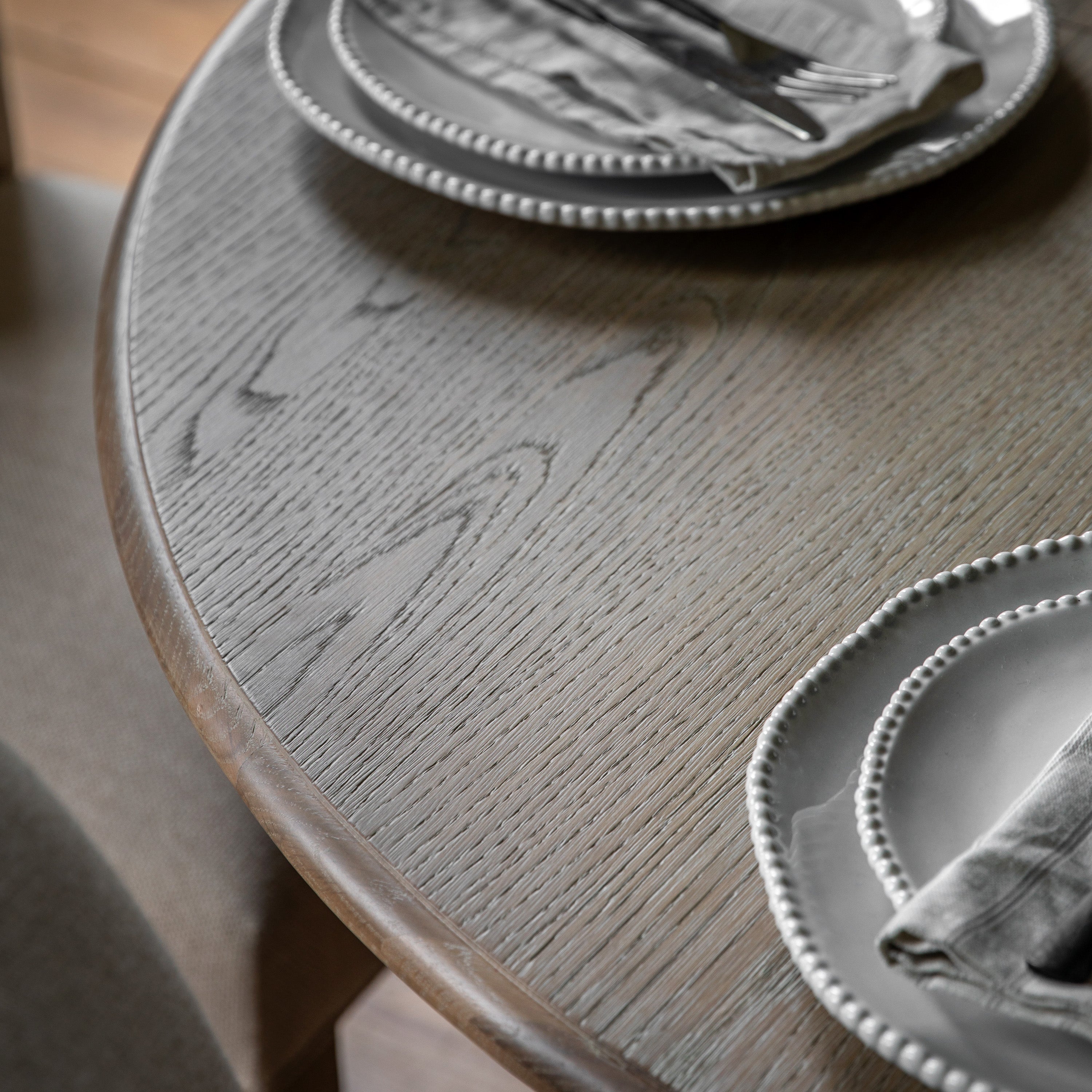Birchfield Artisan Oak Wood Round Extending Dining Table | 4-6 Seater
