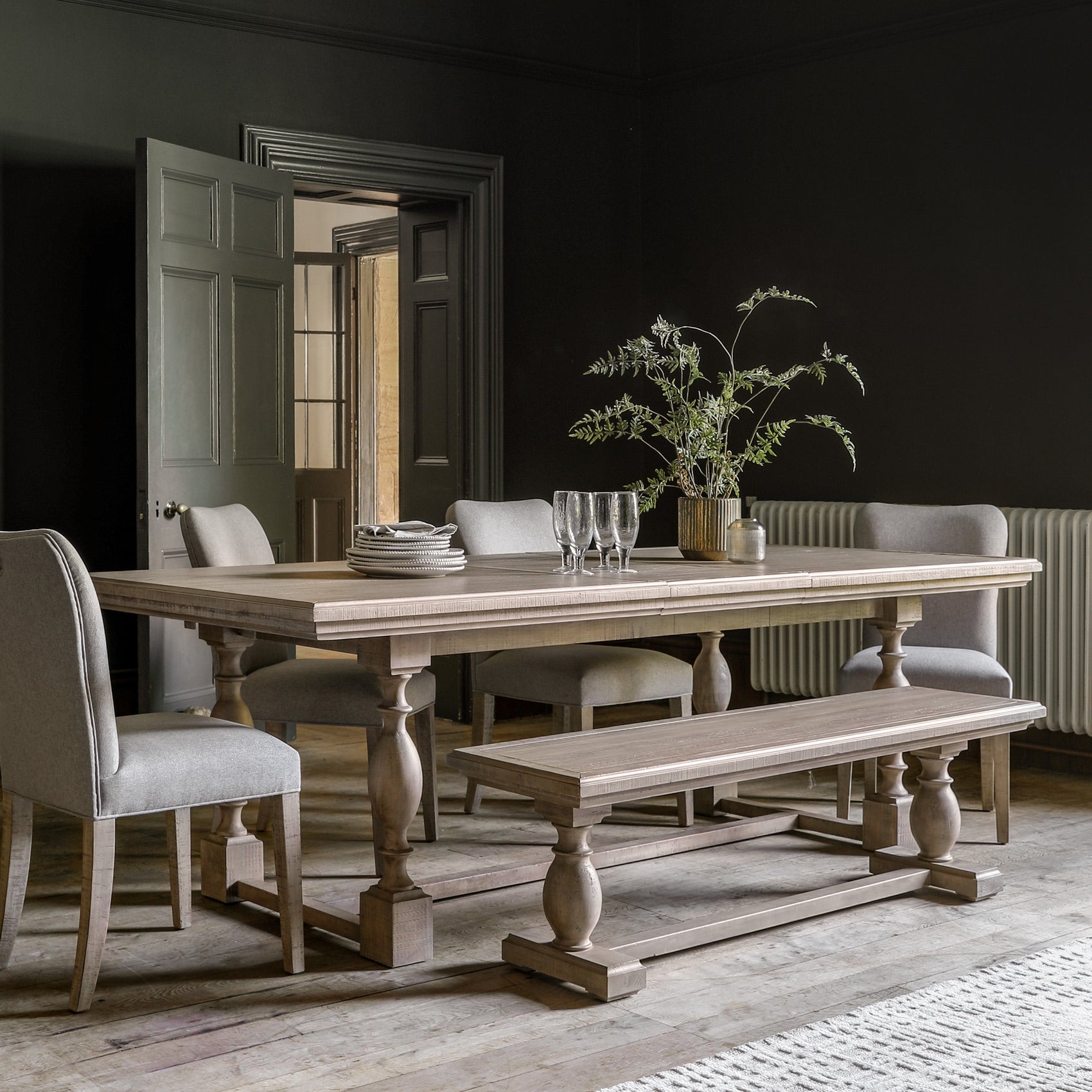 Bowen Natural Pine Wood Extending Dining Table 200cm