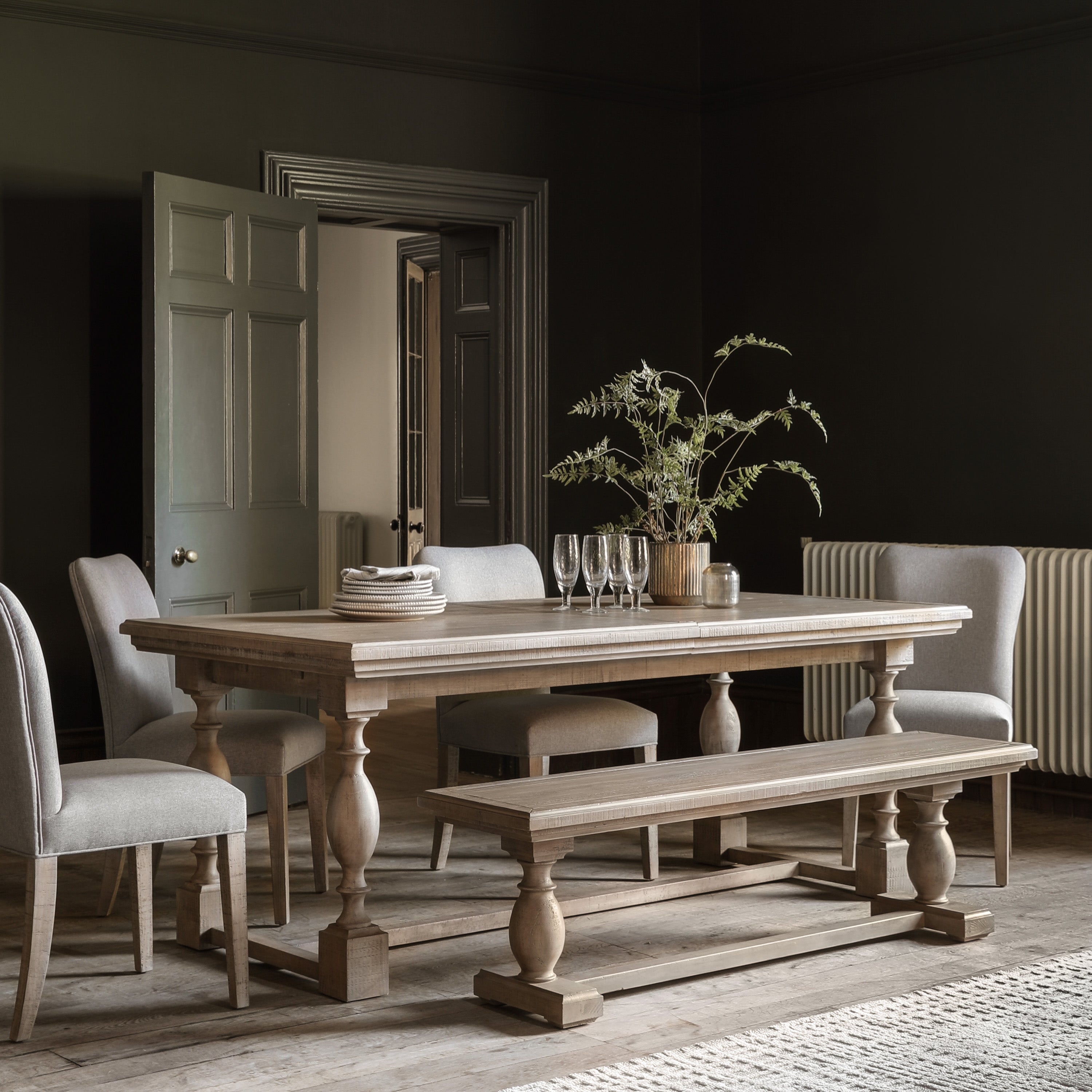 Bowen Natural Pine Wood Extending Dining Table 200cm