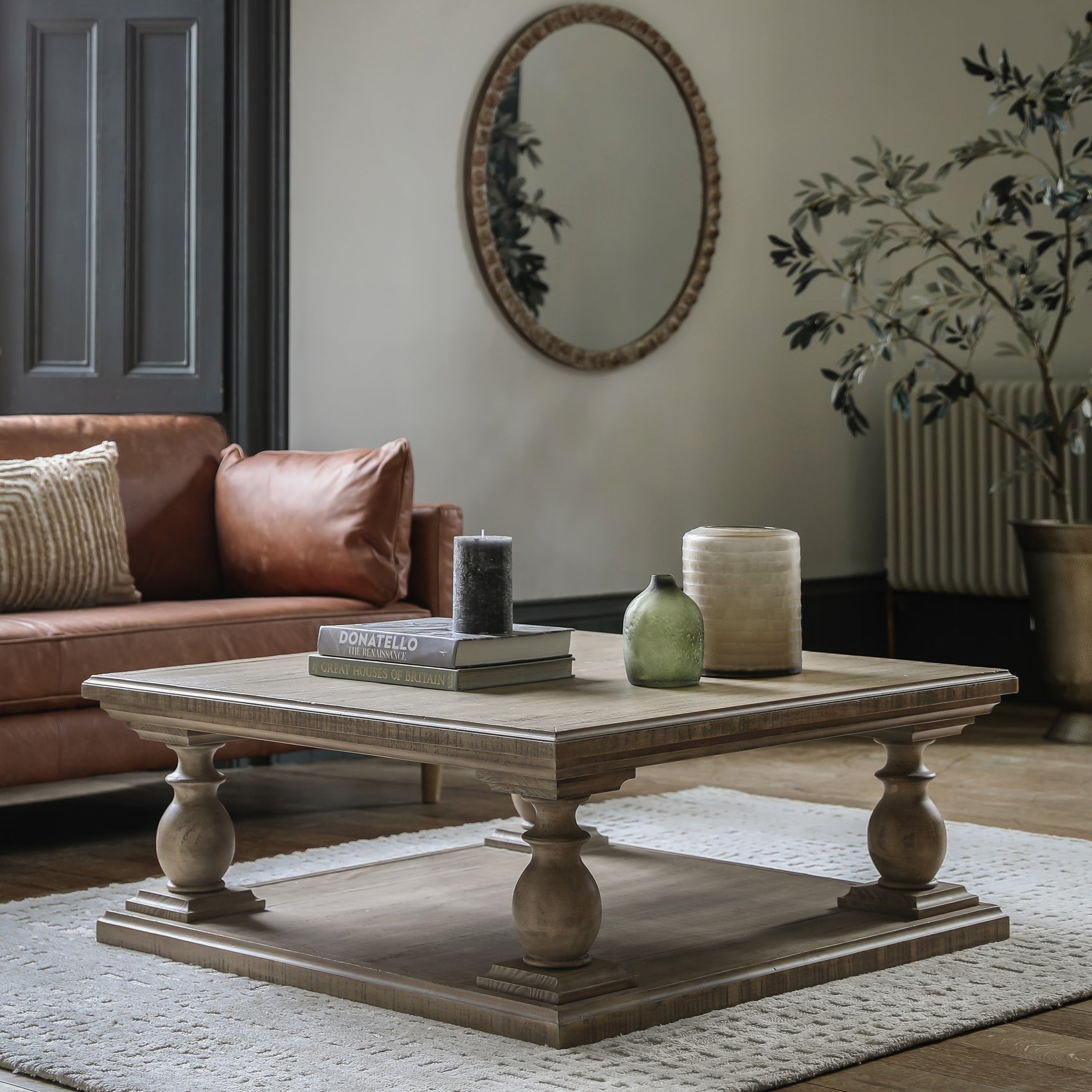 Bowen Natural Pine Wood Square Coffee Table