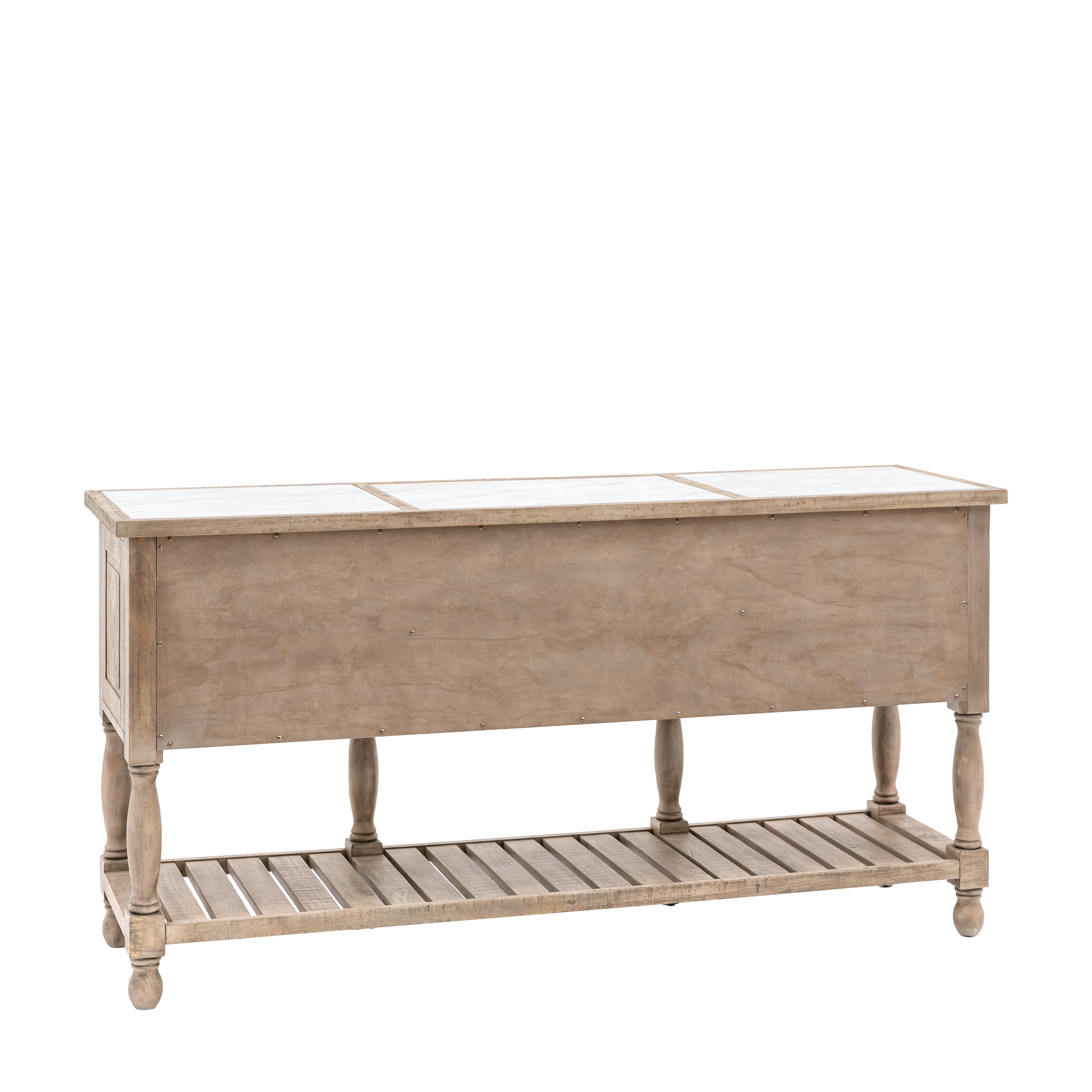 Bowen Natural Pine Wood & White Marble Sideboard