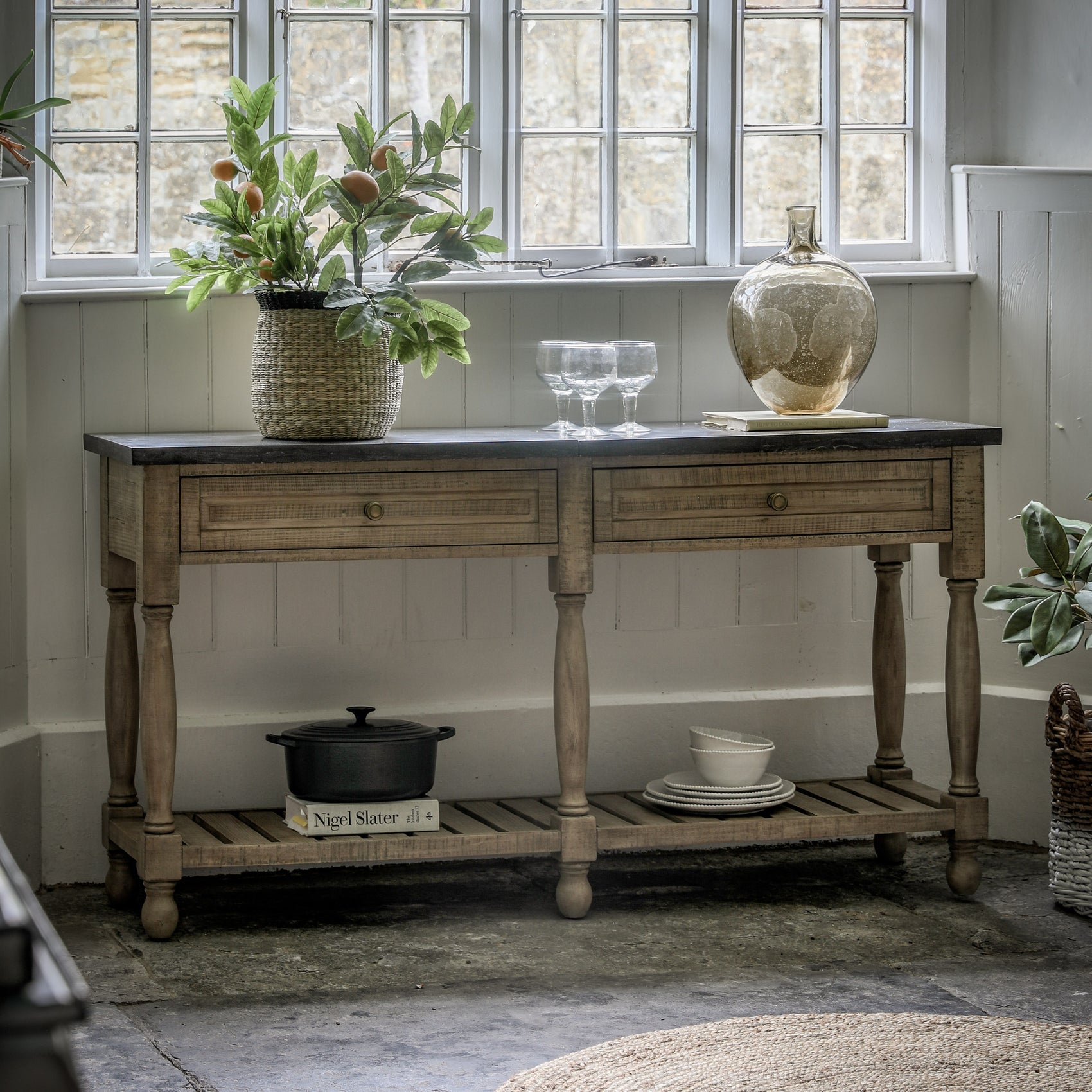 Bowen Natural Pine Wood Console Table