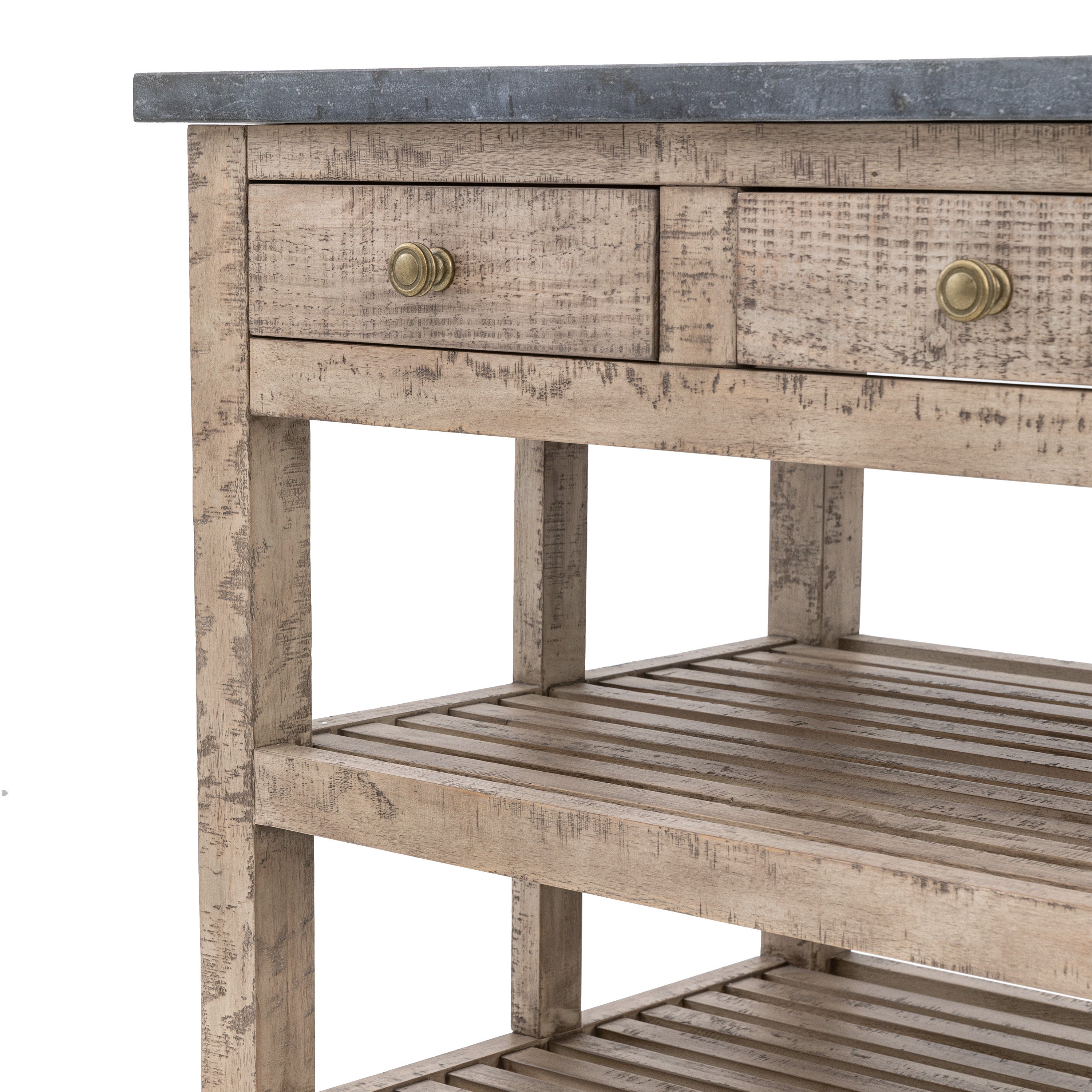 Bowen Natural Pine Wood Kitchen Island