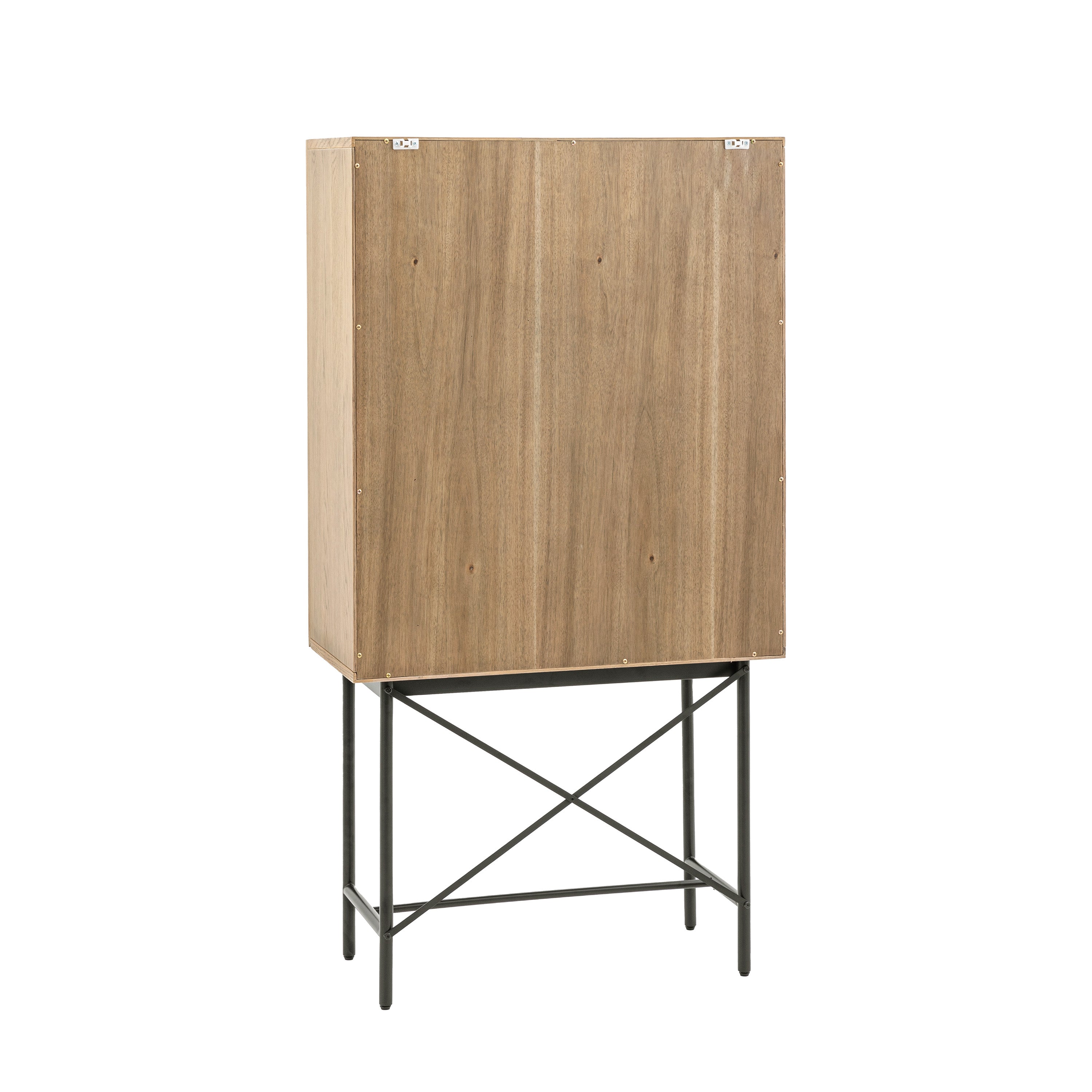 Fore Panelled Natural Wood & Black Cocktail Cabinet