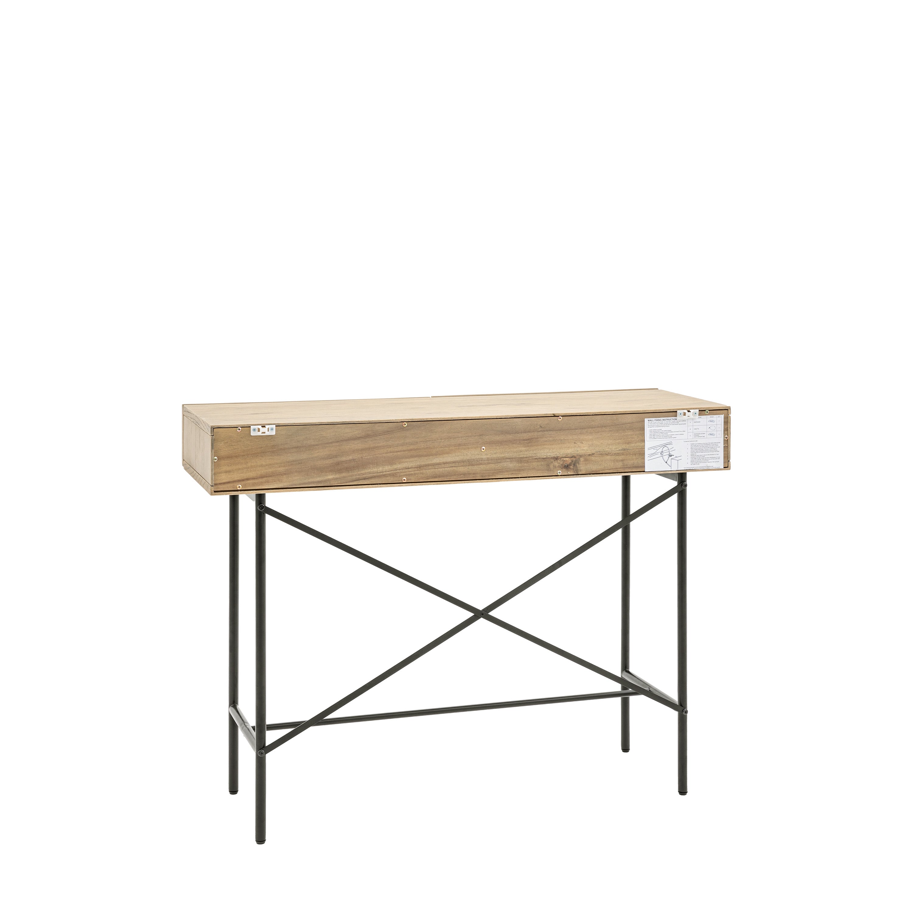 Fore Panelled Black & Natural Wood Console Table