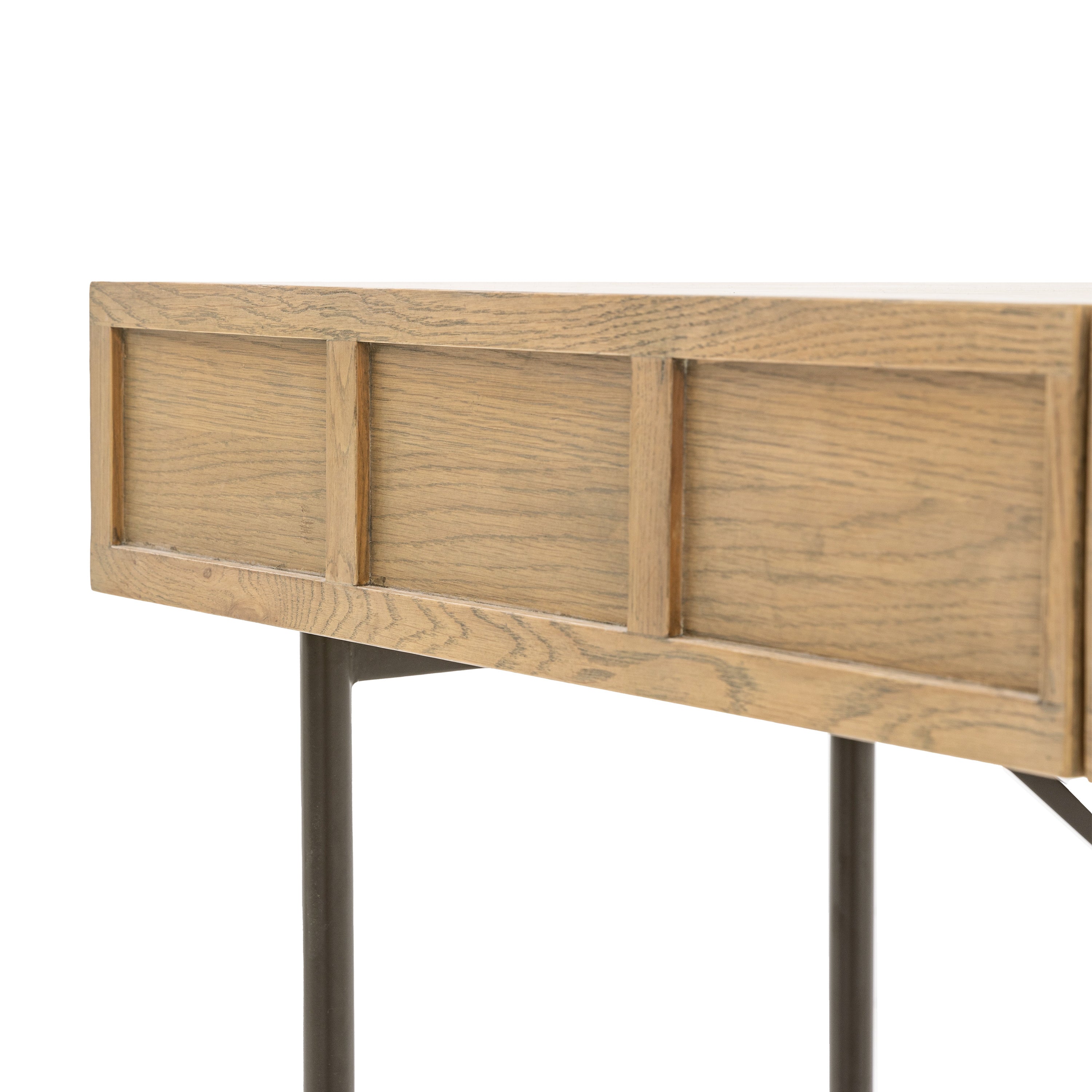 Fore Panelled Black & Natural Wood Console Table