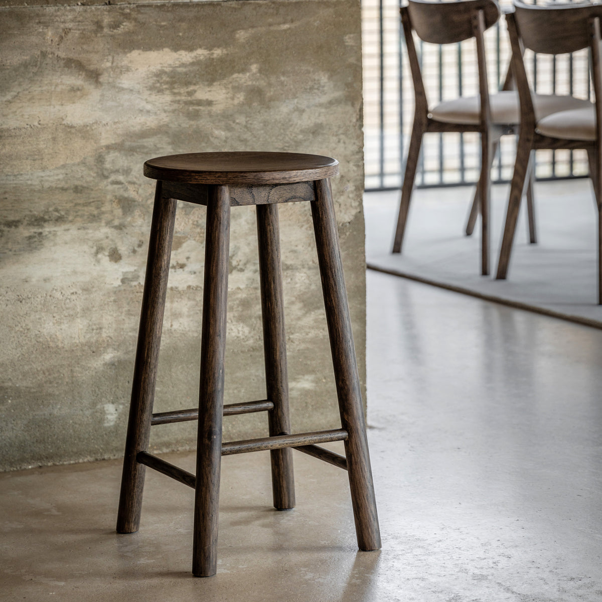 Laceby Smoked Oak Wood Bar Stool