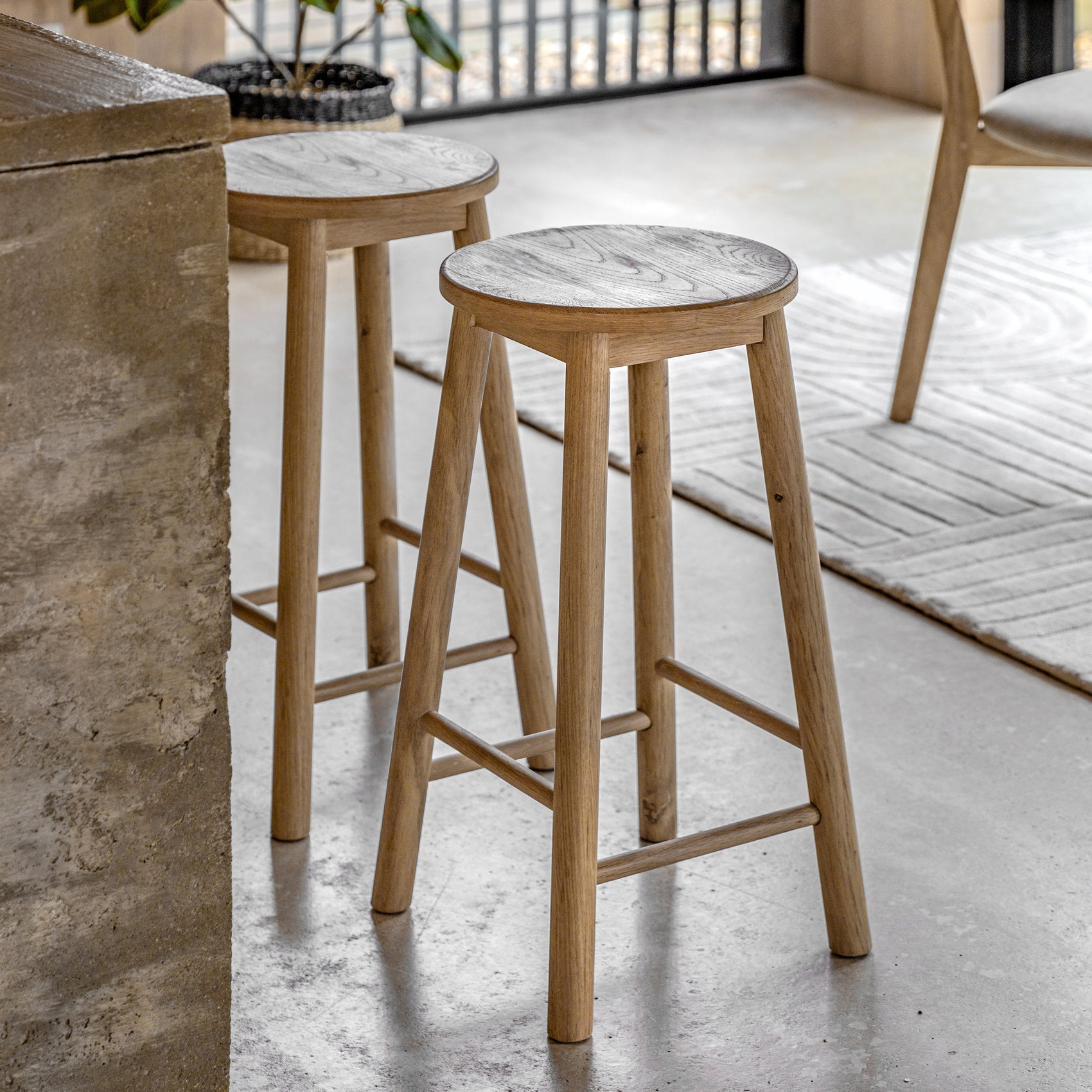 Laceby Natural Oak Wood Bar Stool