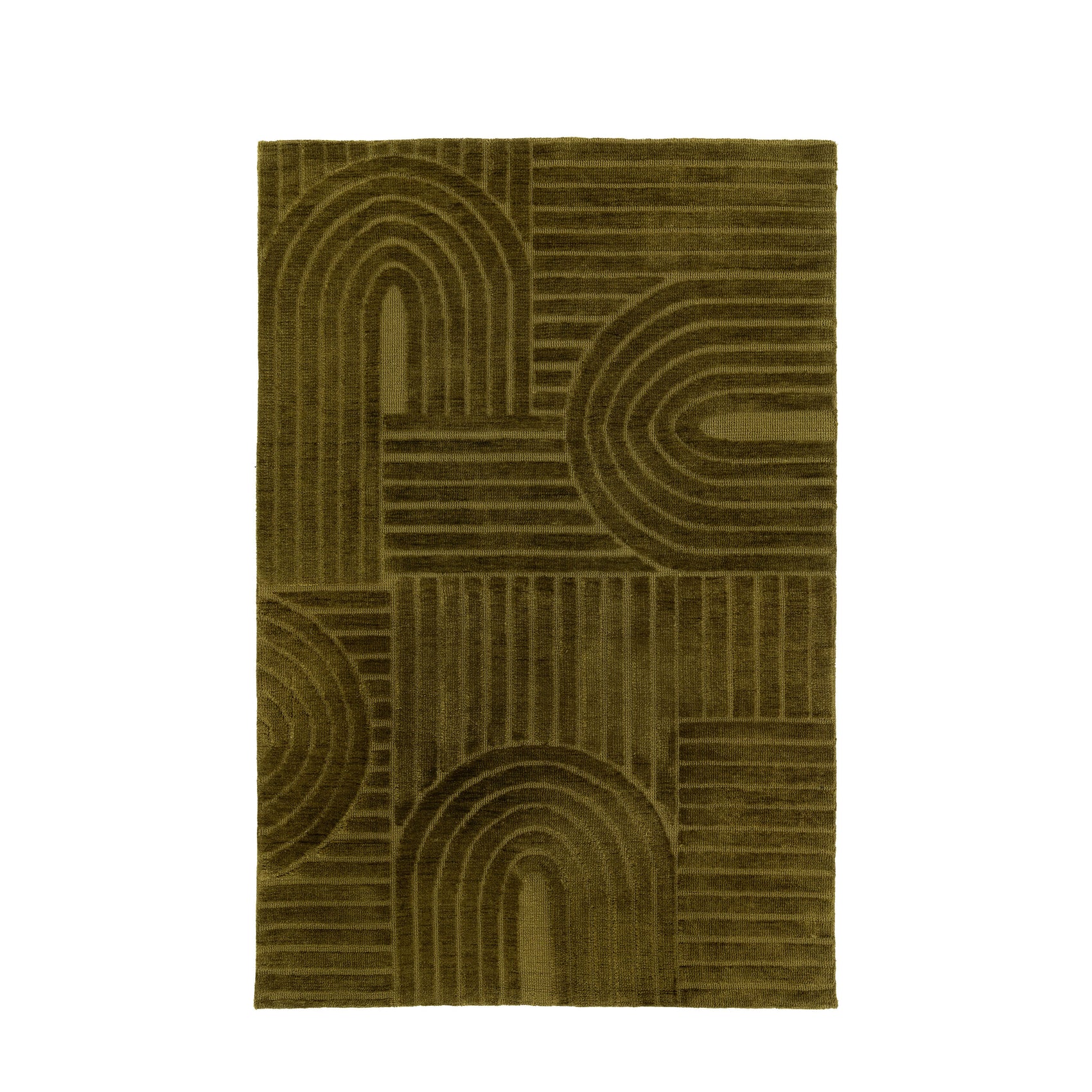 Relic Geometric Olive Green Rug Rectangle 180x120