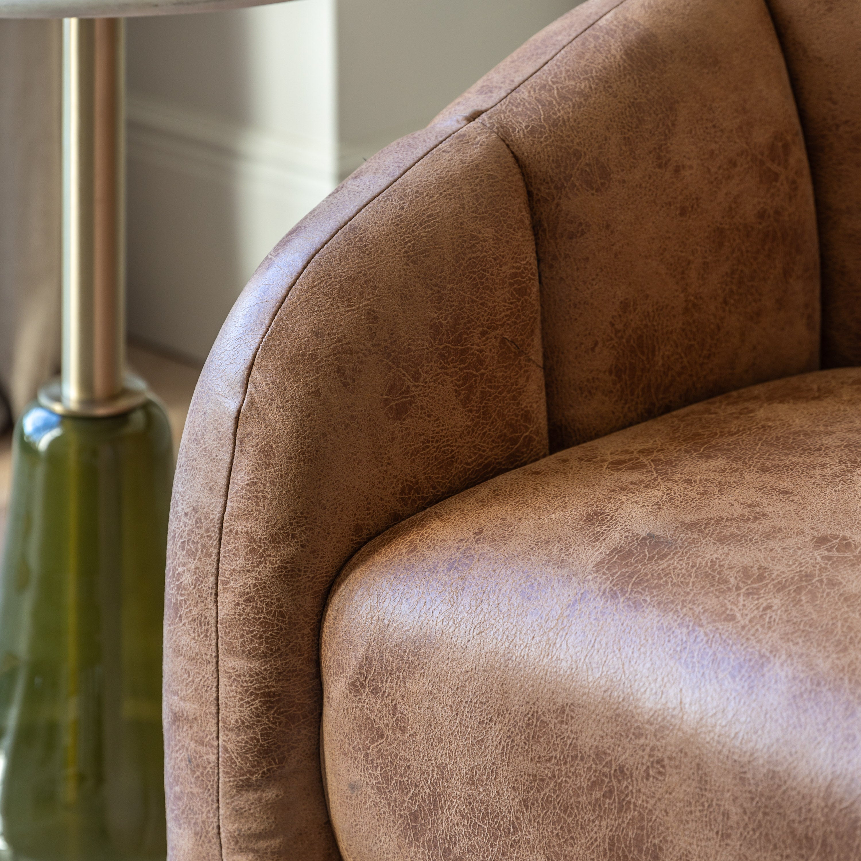 Benson Tan Brown Leather Tub Armchair