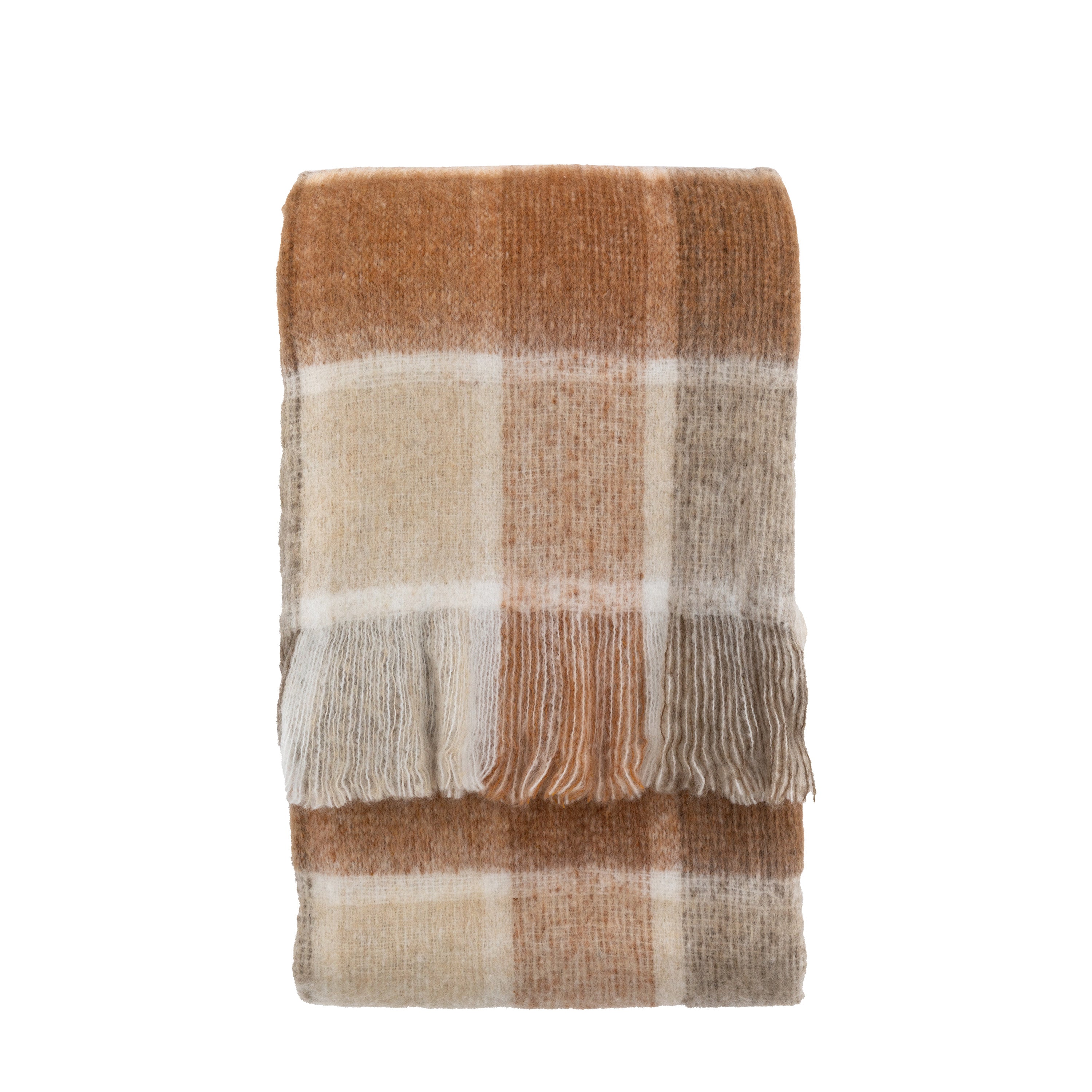 Check Woven Mohair Cream & Rust Throw