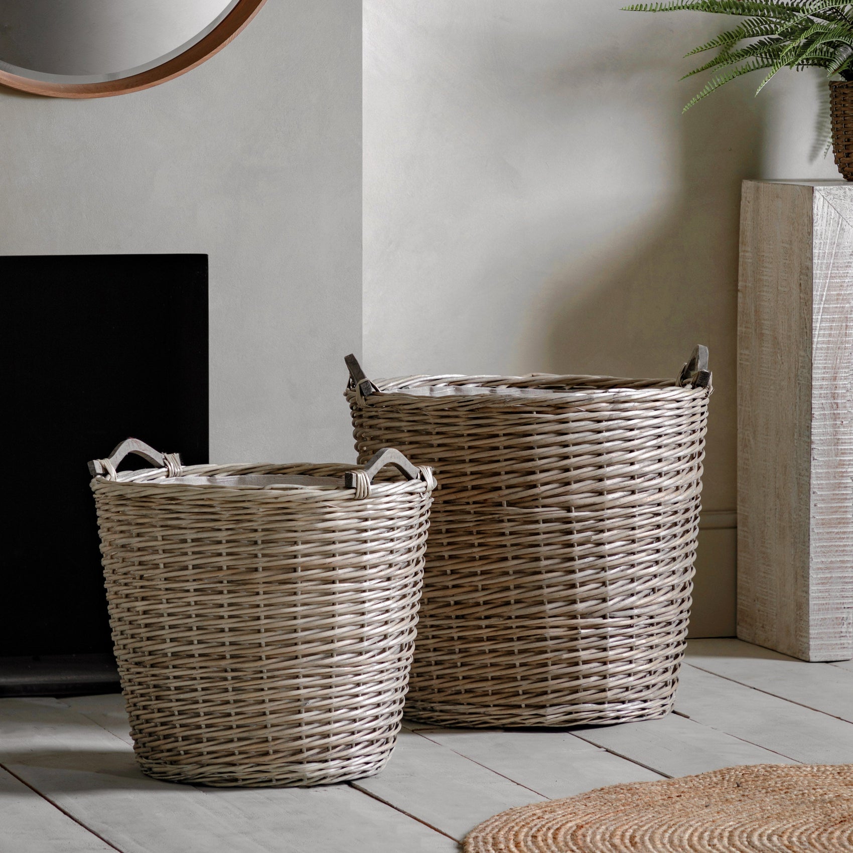 Set of 2 Panay Natural Wicker Jumbo Baskets
