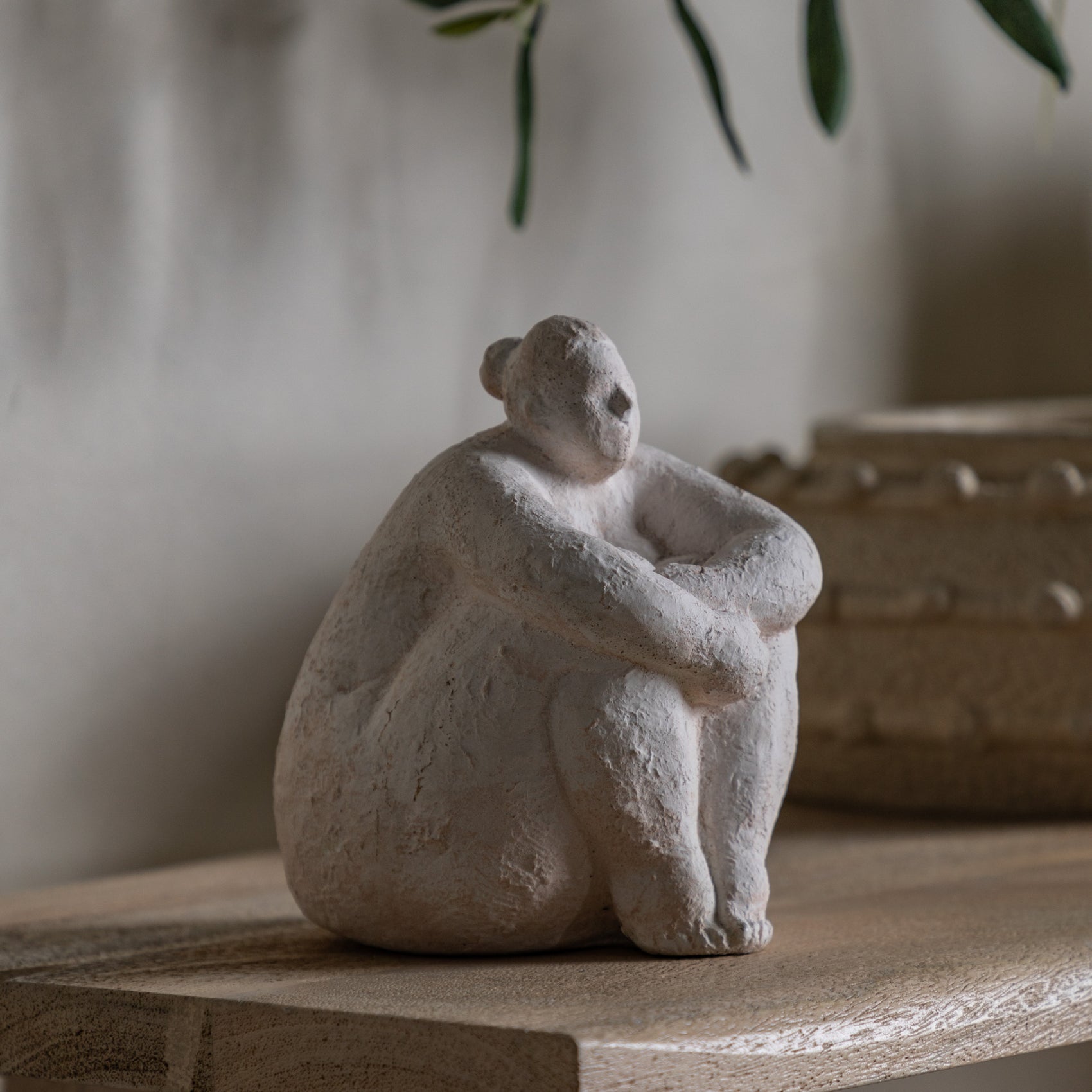 Sitting Lady Cement Sculpture