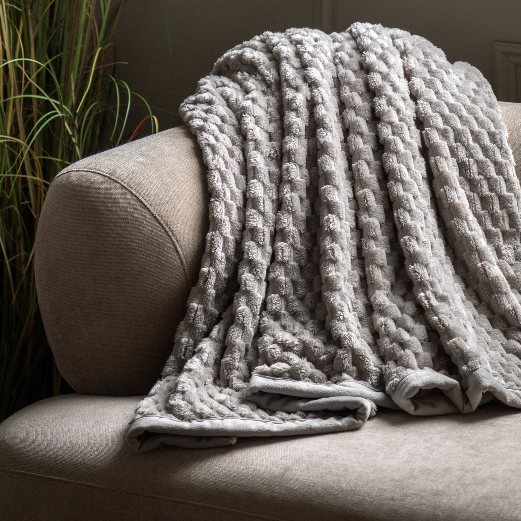 Pittman Grey Velvet Knitted Throw